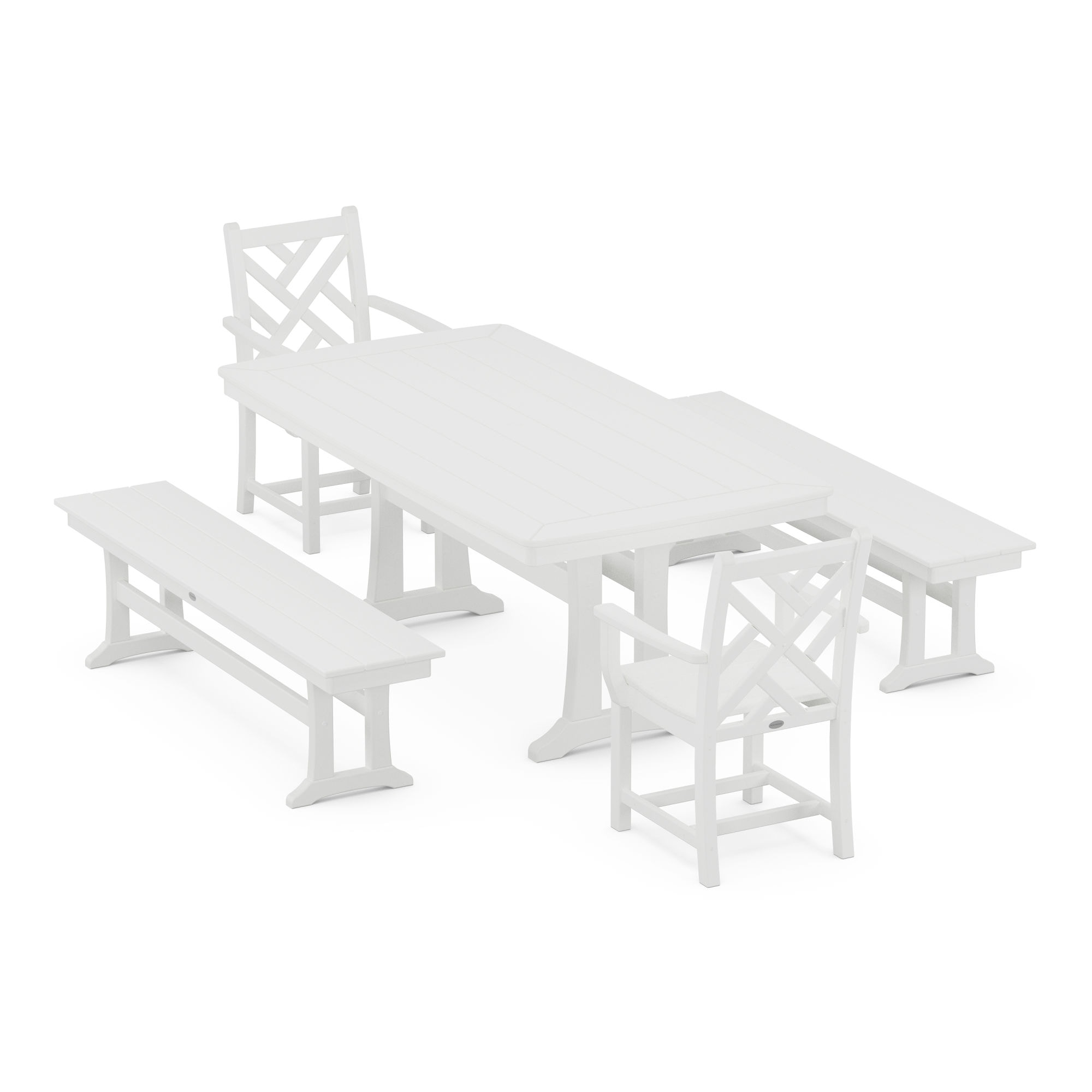  Chippendale 5-Piece Dining Set With Trestle Legs 