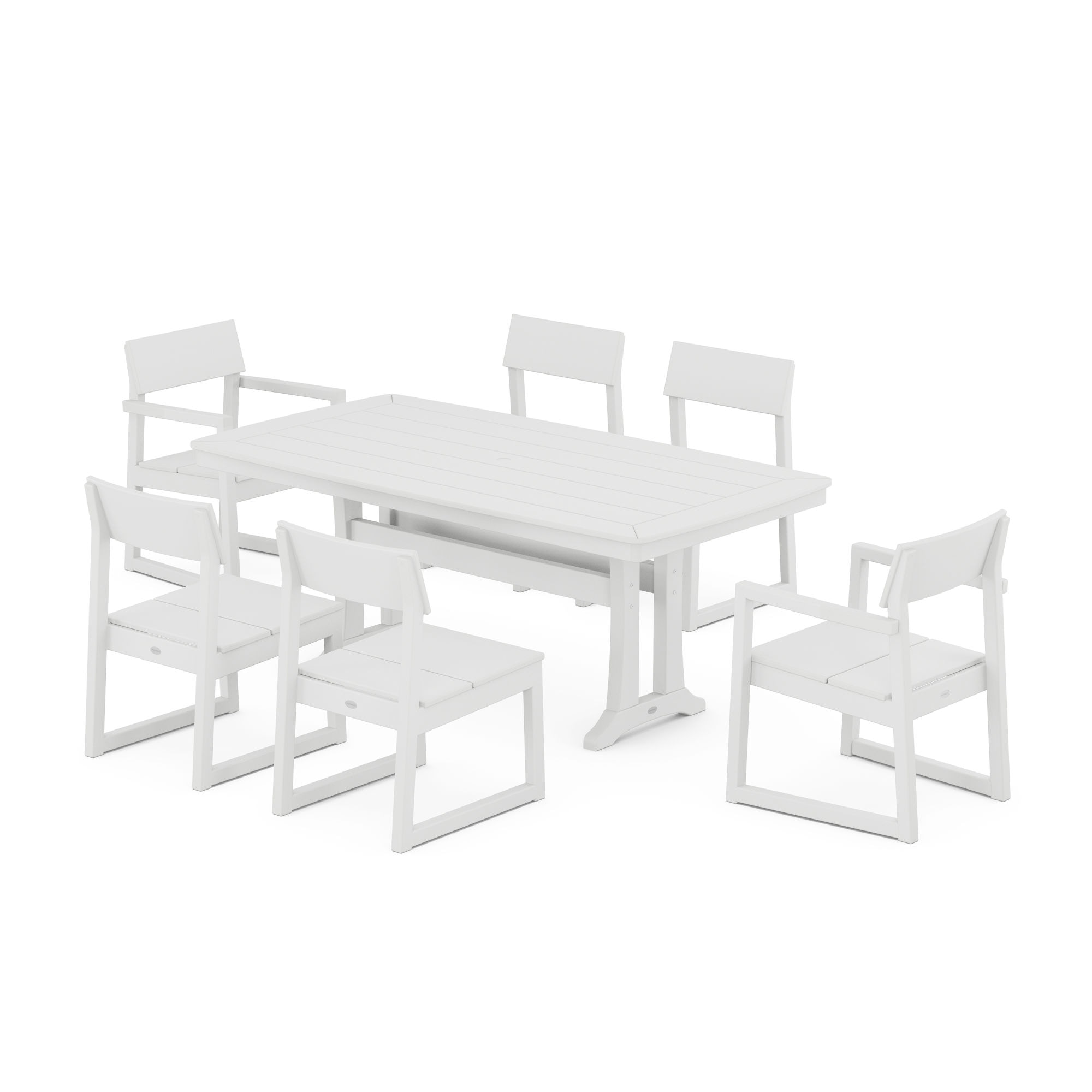  Edge 7-Piece Dining Set With Trestle Legs 