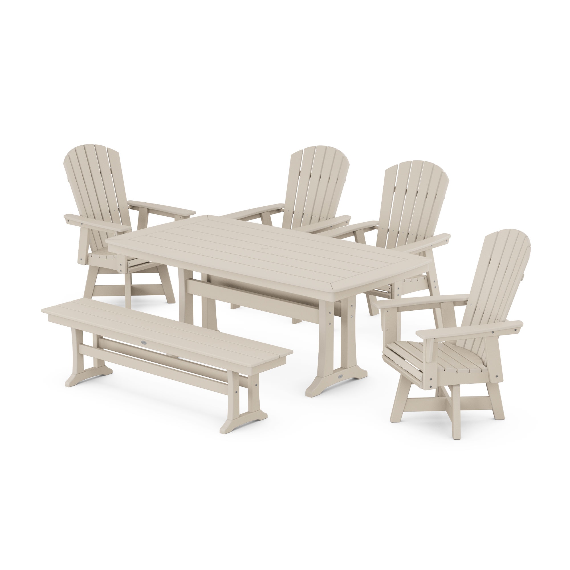  Nautical Adirondack Swivel 6-Piece Dining Set With Trestle Legs 