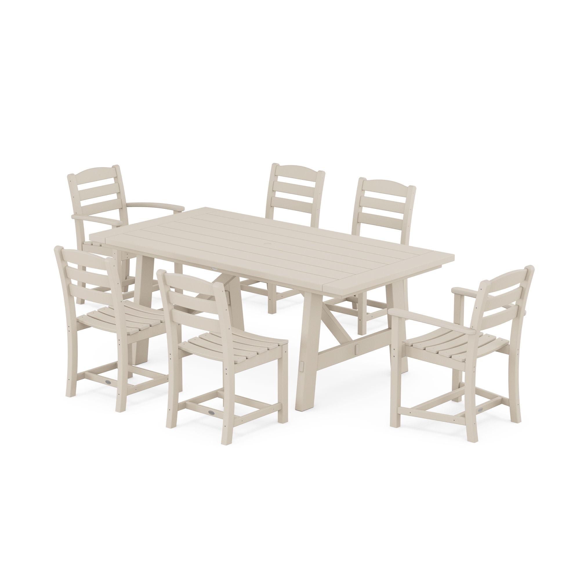  La Casa Cafe 7-Piece Rustic Farmhouse Dining Set 