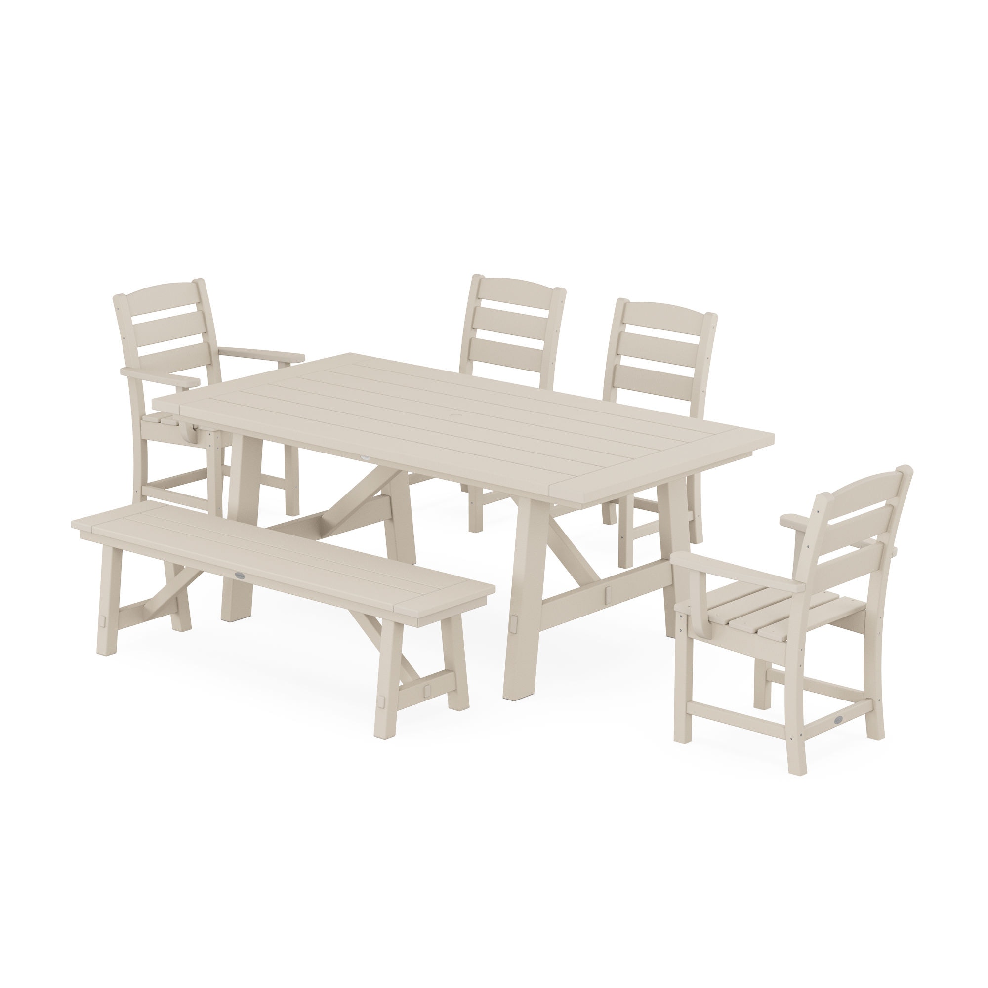  Lakeside 6-Piece Rustic Farmhouse Dining Set With Bench 