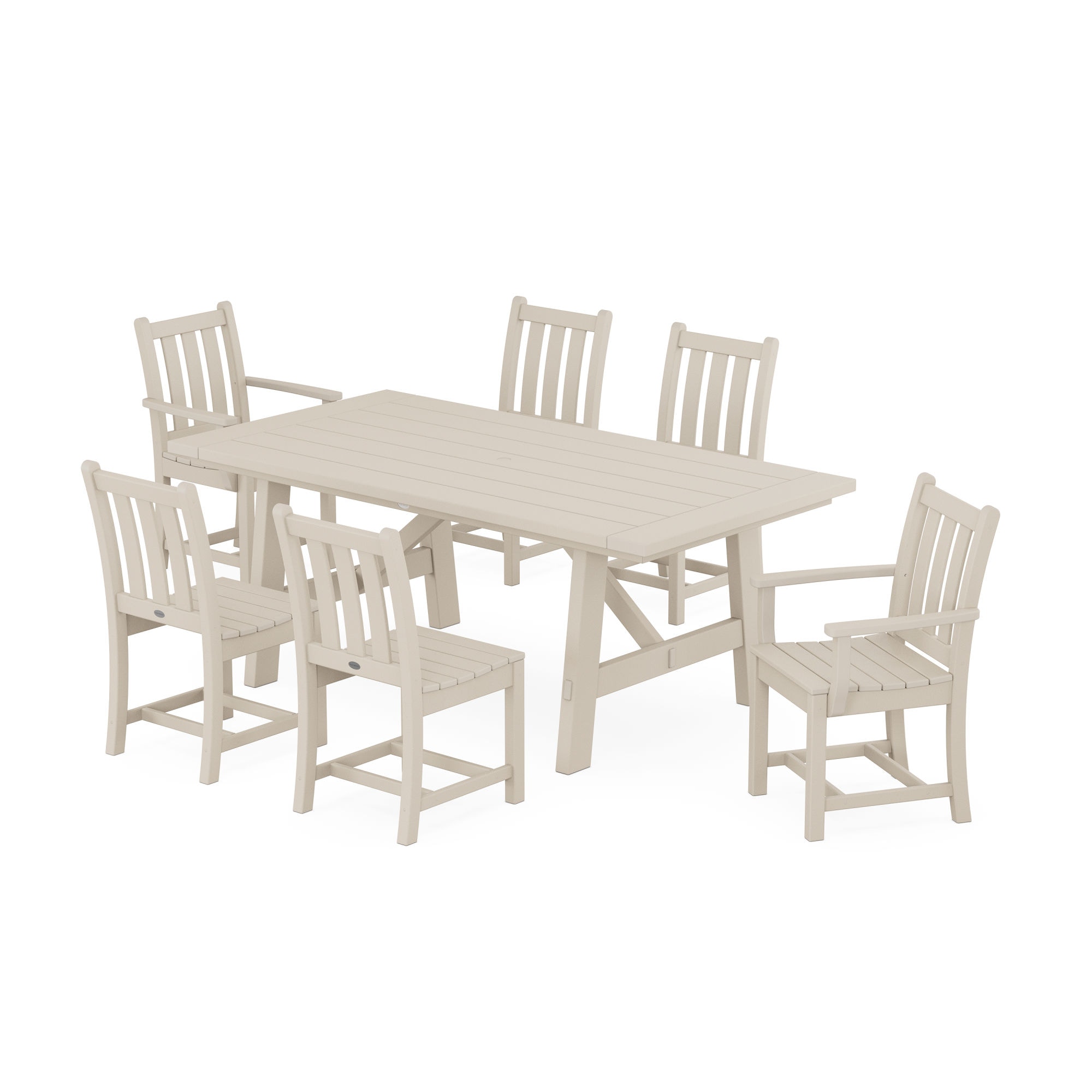  Traditional Garden 7-Piece Rustic Farmhouse Dining Set 