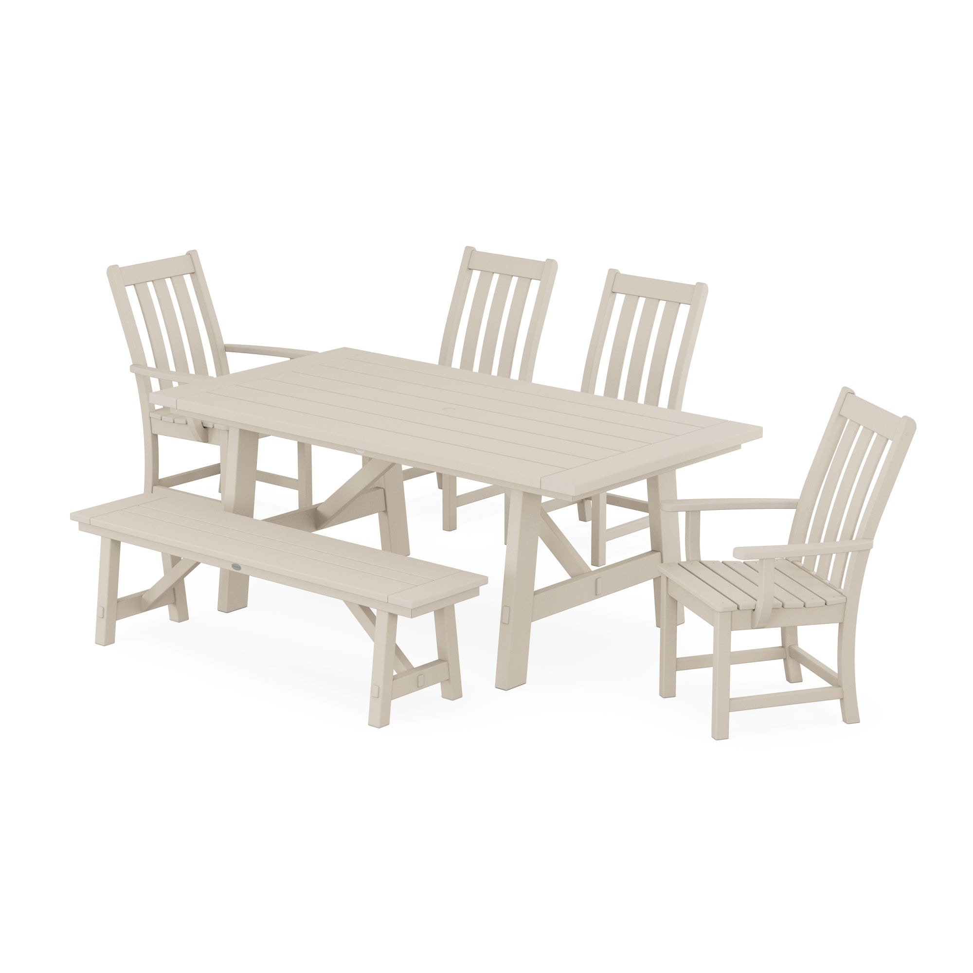  Vineyard 6-Piece Rustic Farmhouse Dining Set With Bench 