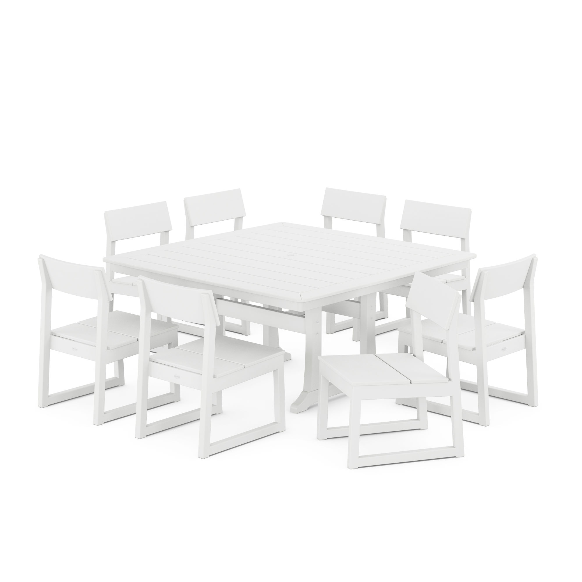 Edge Side Chair 9-Piece Dining Set With Trestle Legs 