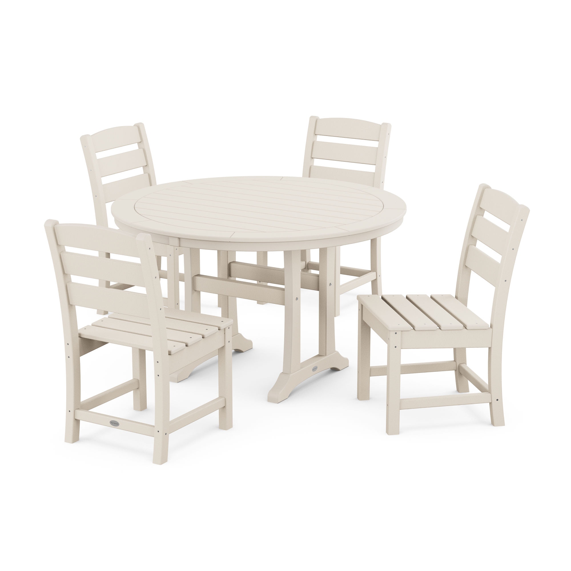  Lakeside Side Chair 5-Piece Round Dining Set With Trestle Legs 