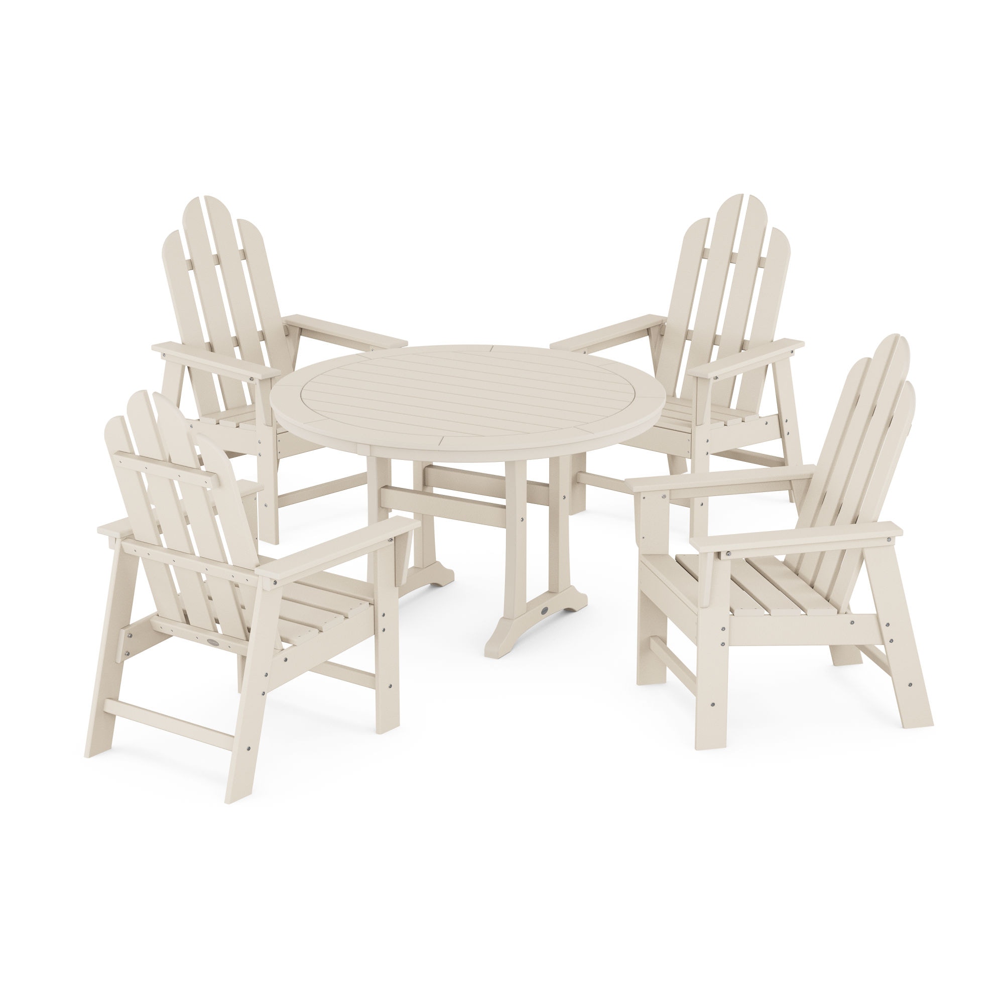 POLYWOOD Outdoor Furniture Long Island 5Piece Round Dining Set With