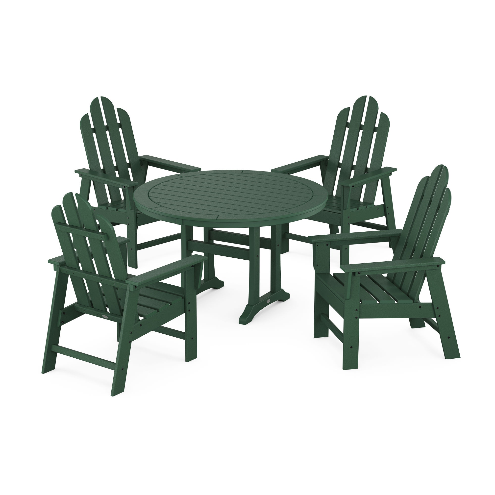 POLYWOOD Outdoor Furniture Long Island 5Piece Round Dining Set With