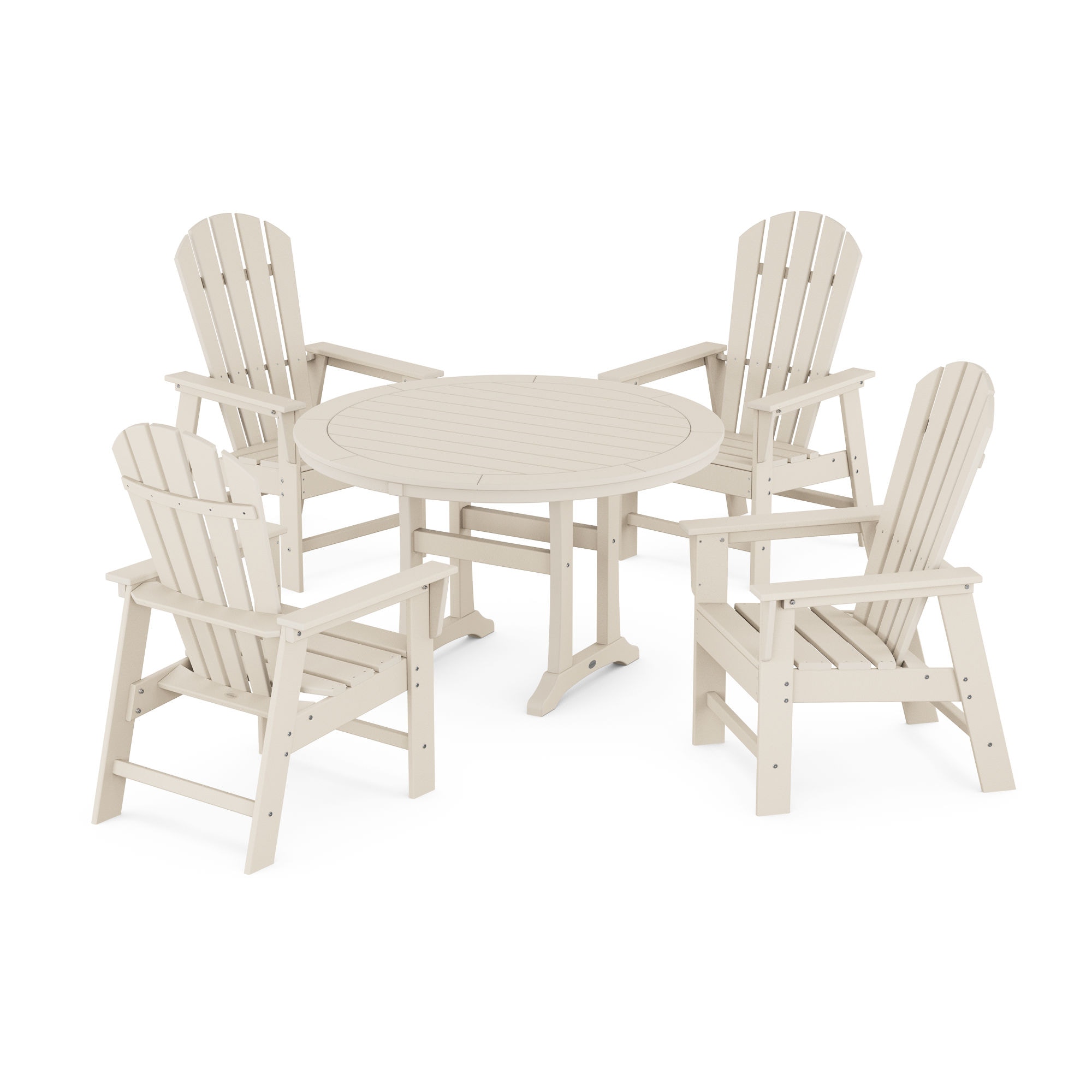  South Beach 5-Piece Round Dining Set With Trestle Legs 