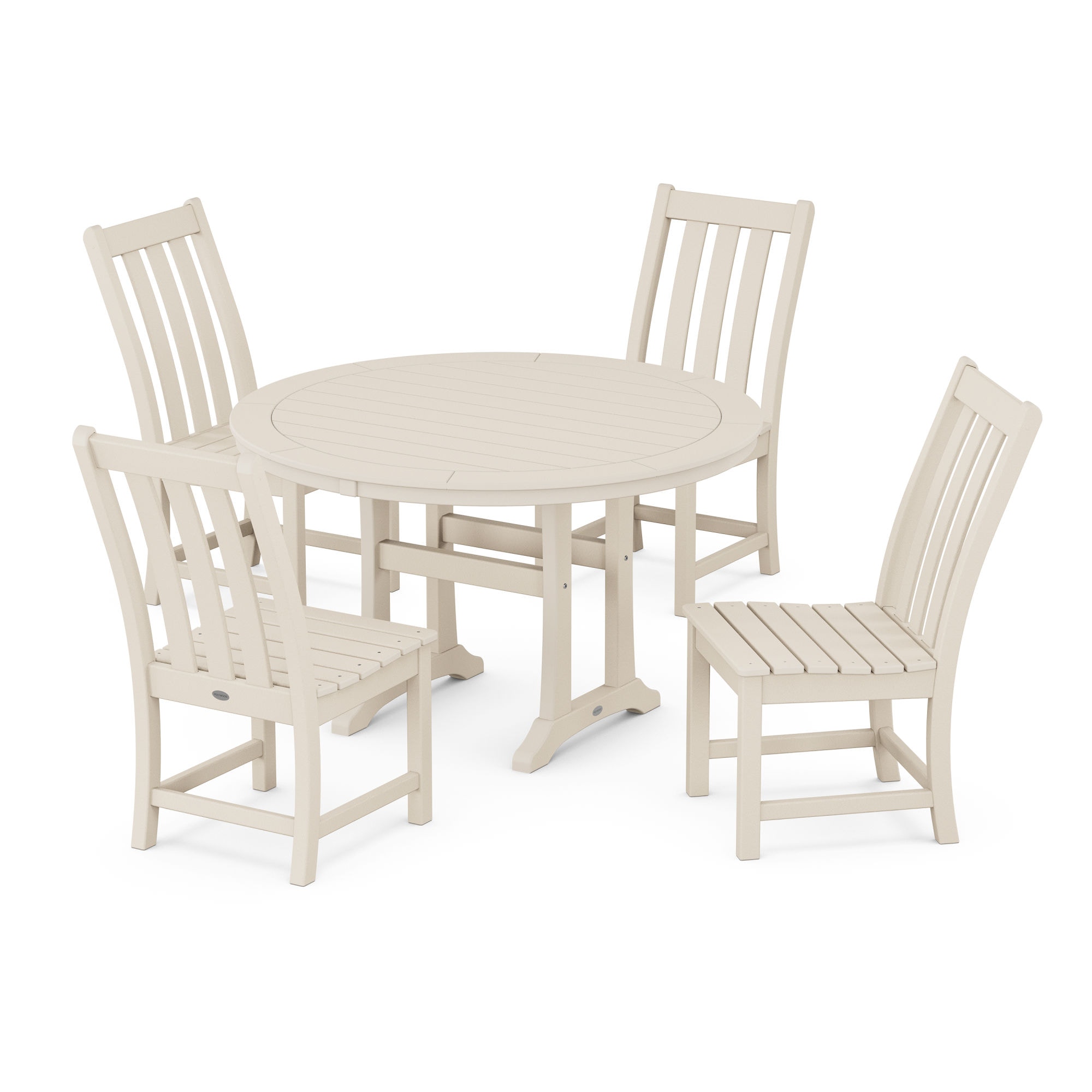  Vineyard Side Chair 5-Piece Round Dining Set With Trestle Legs 