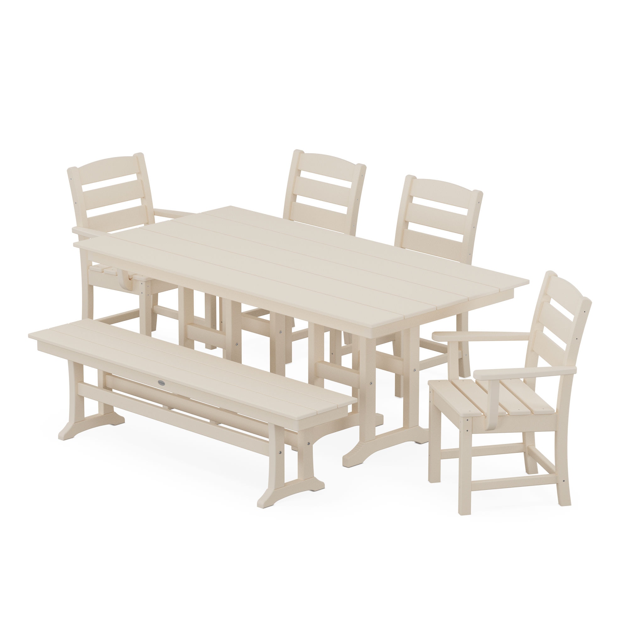  Lakeside 6-Piece Farmhouse Dining Set With Bench 