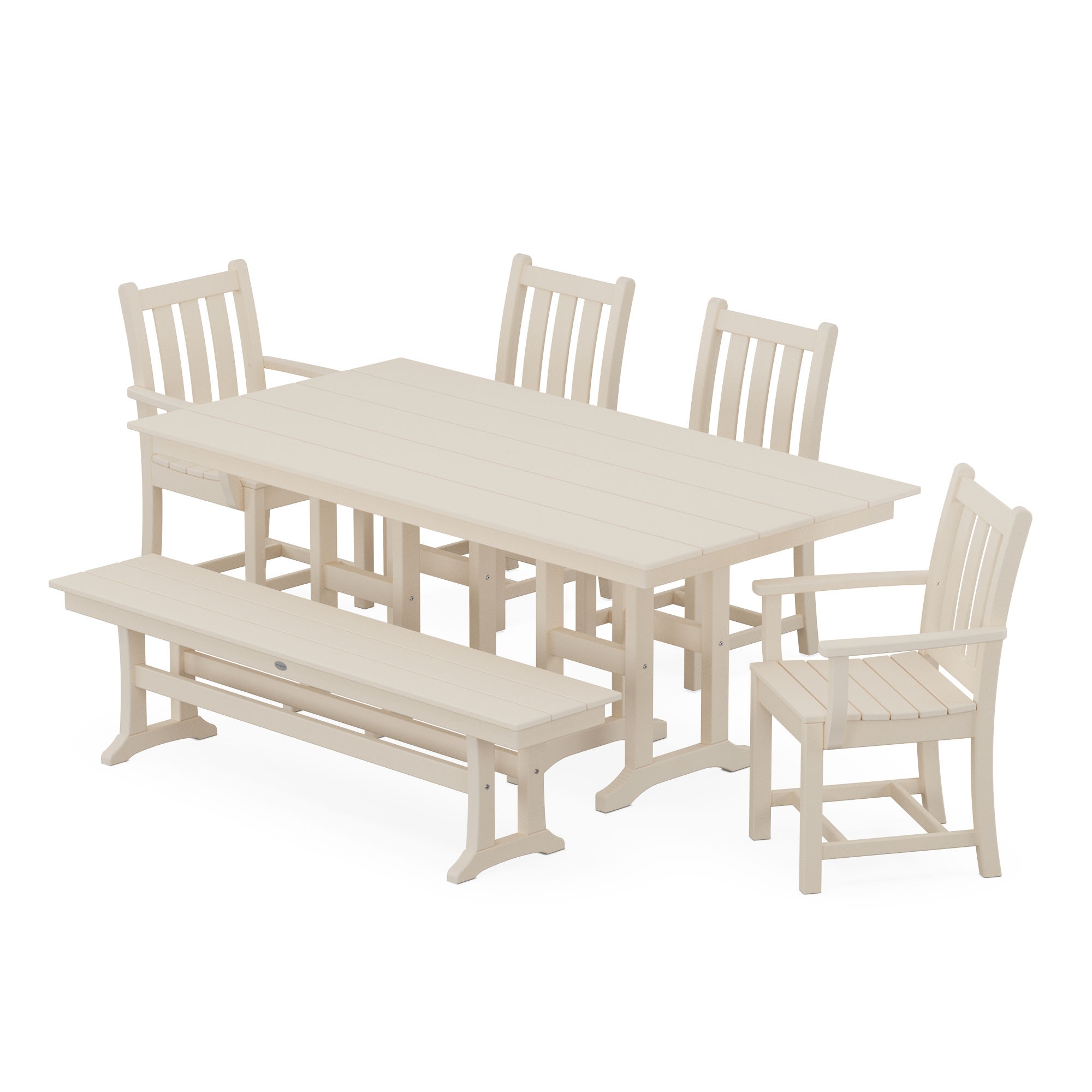  Traditional Garden 6-Piece Farmhouse Dining Set With Bench 