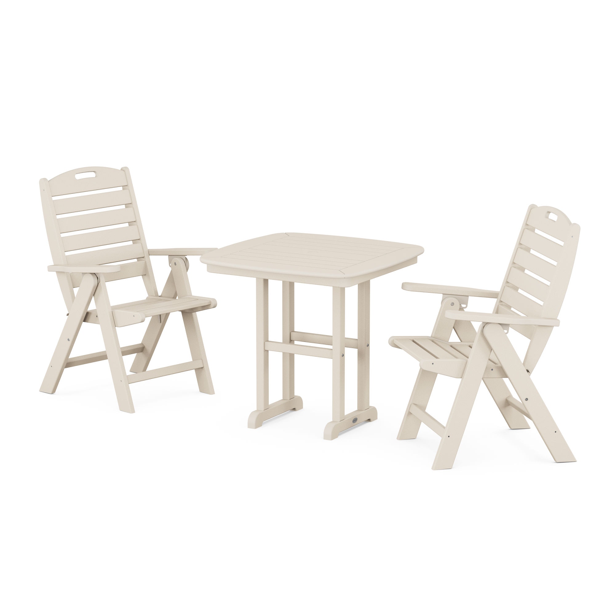  Nautical Folding Highback Chair 3-Piece Dining Set 