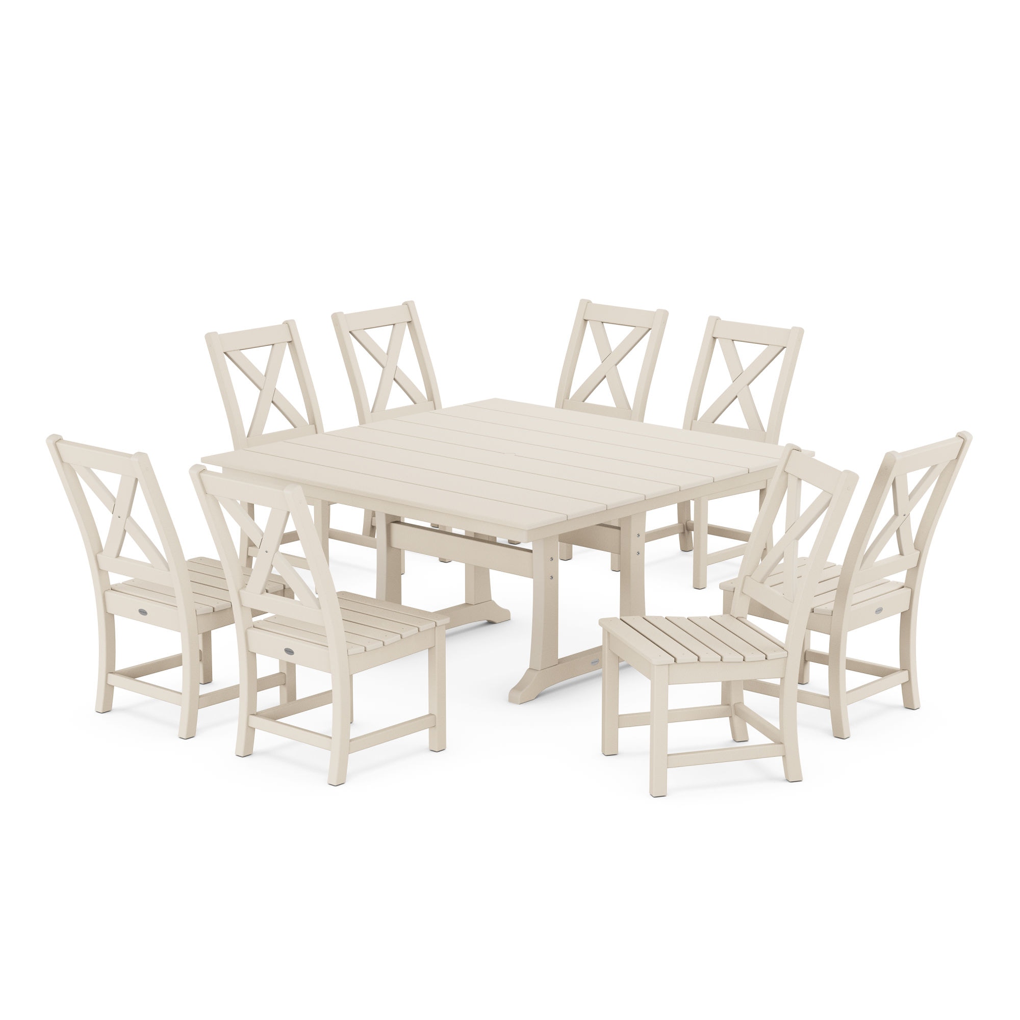  Braxton Side Chair 9-Piece Farmhouse Dining Set 