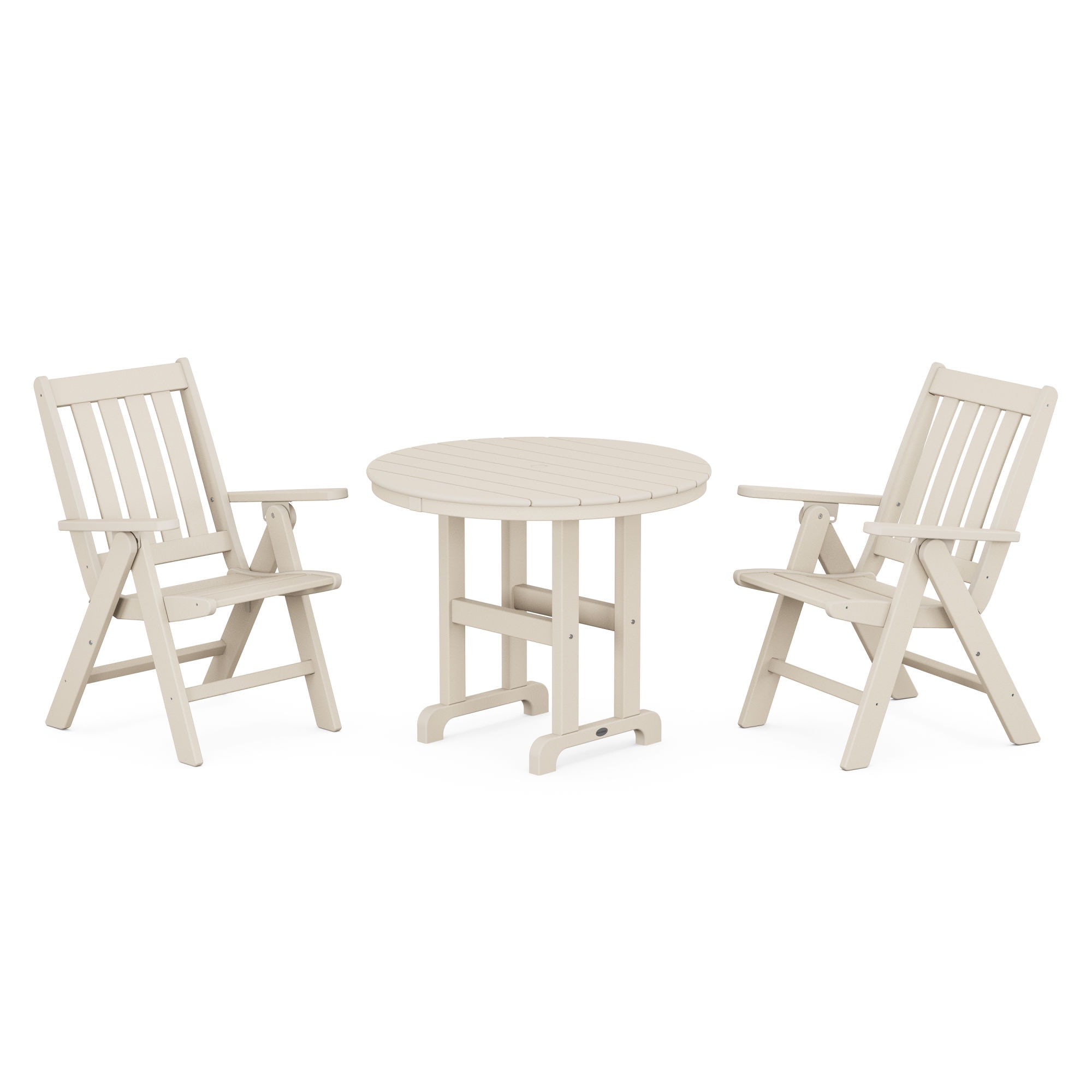  Vineyard Folding Chair 3-Piece Round Dining Set 