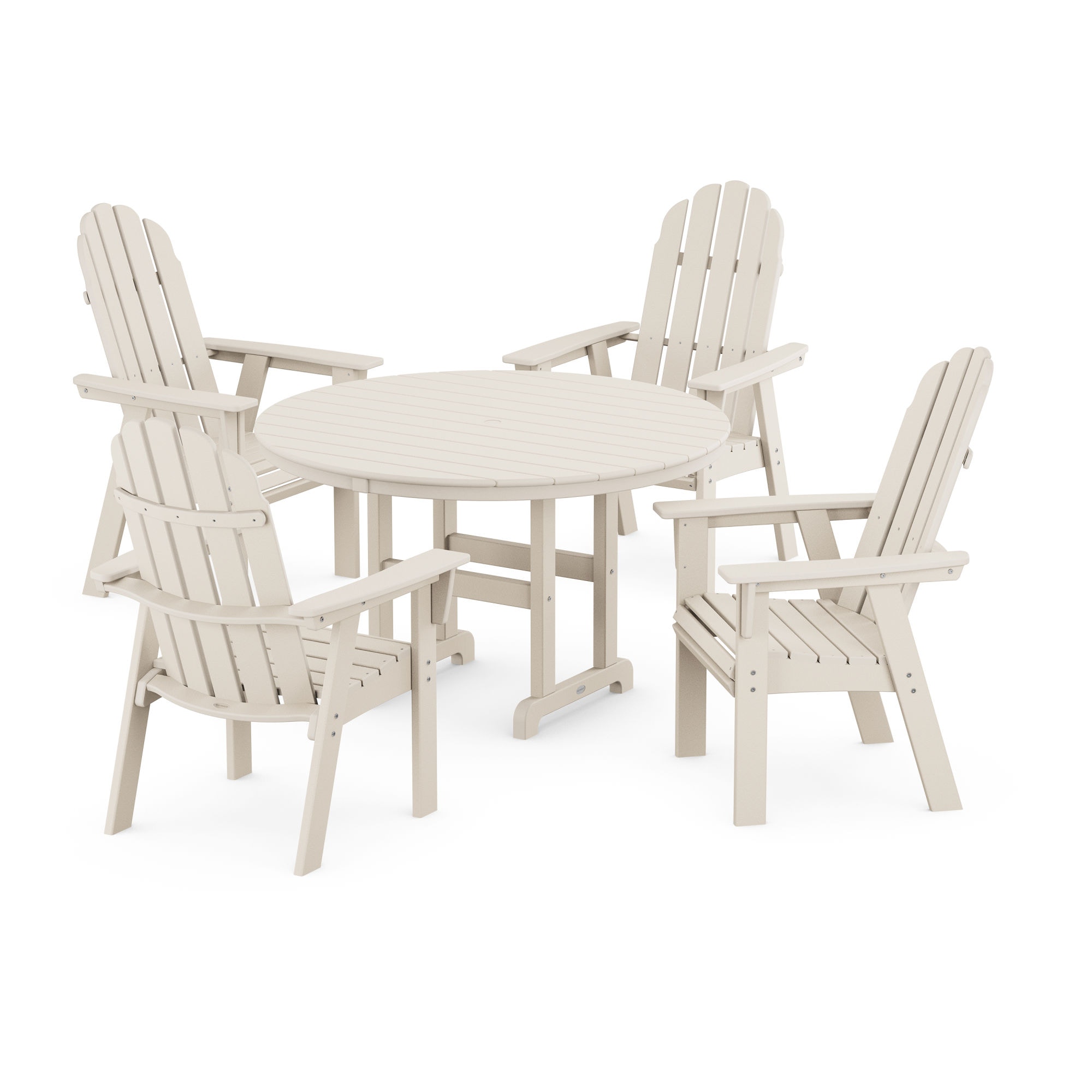  Vineyard Curveback Adirondack 5-Piece Round Farmhouse Dining Set 