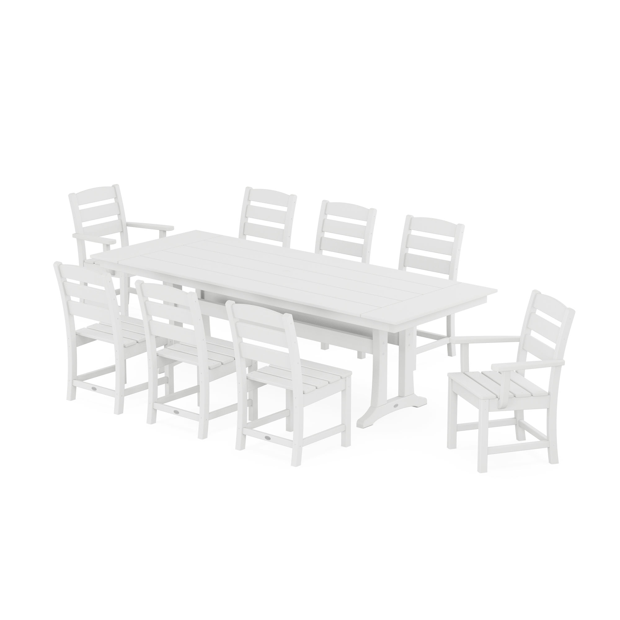  Lakeside 9-Piece Farmhouse Dining Set With Trestle Legs 