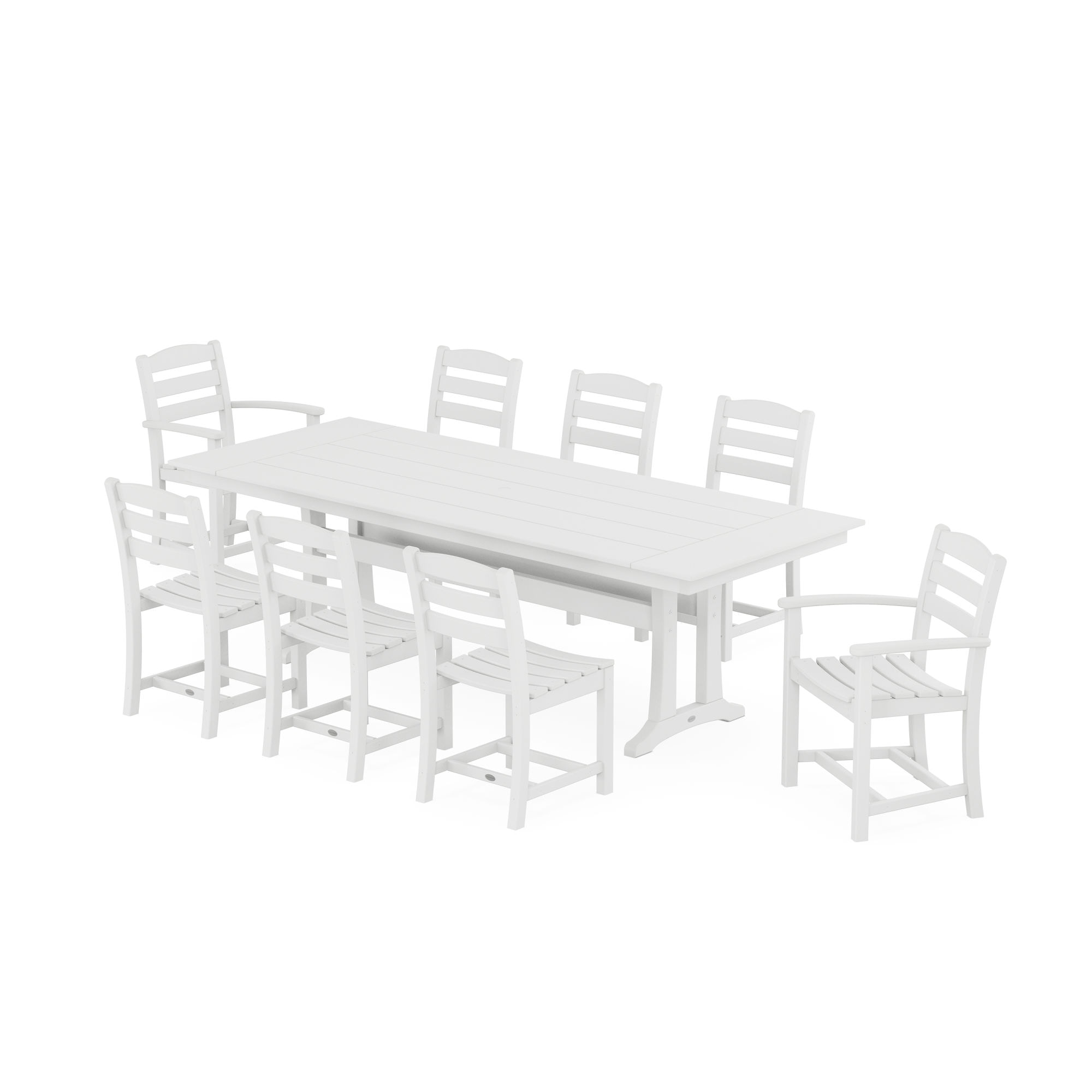  La Casa Cafe 9-Piece Farmhouse Dining Set With Trestle Legs 