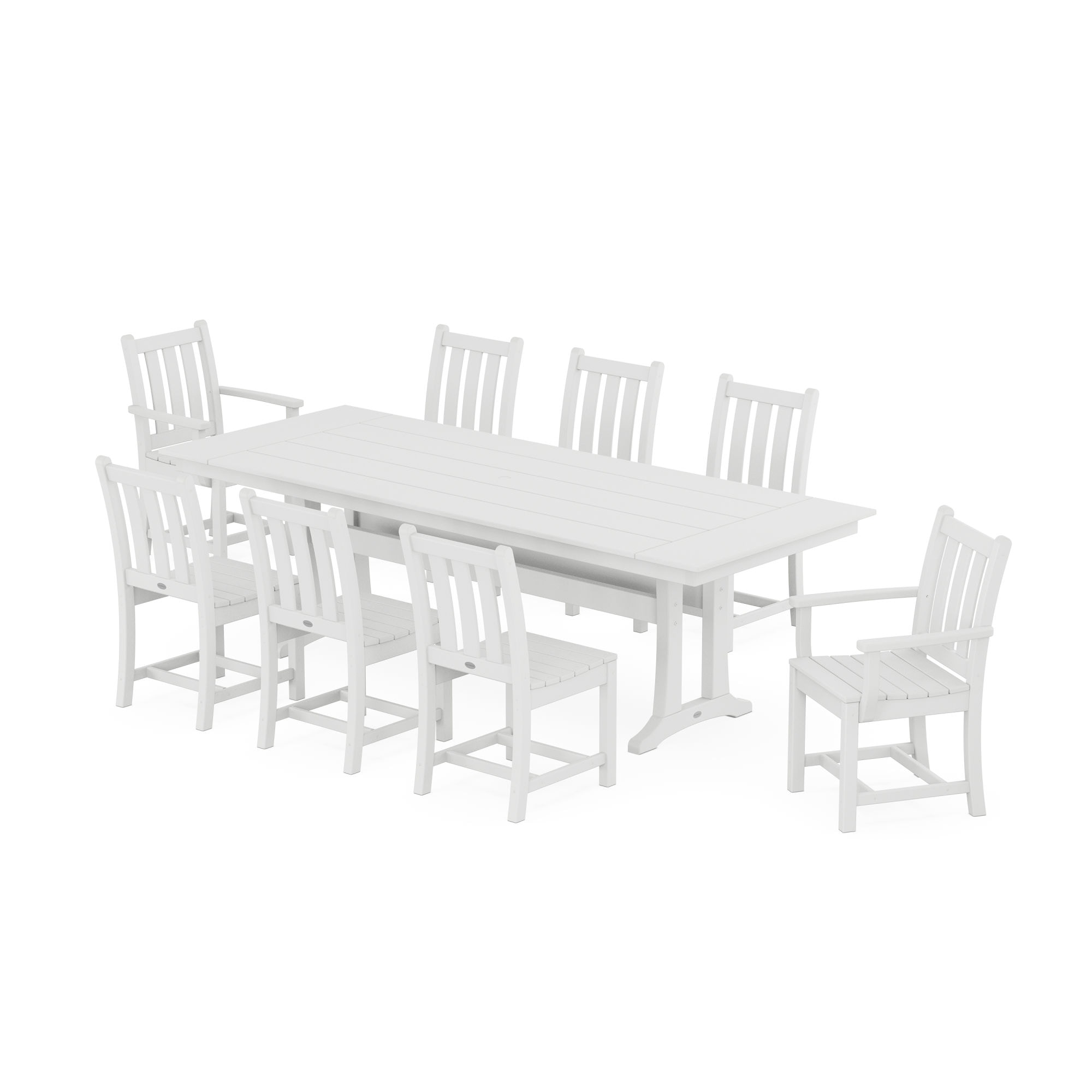  Traditional Garden 9-Piece Farmhouse Dining Set With Trestle Legs 