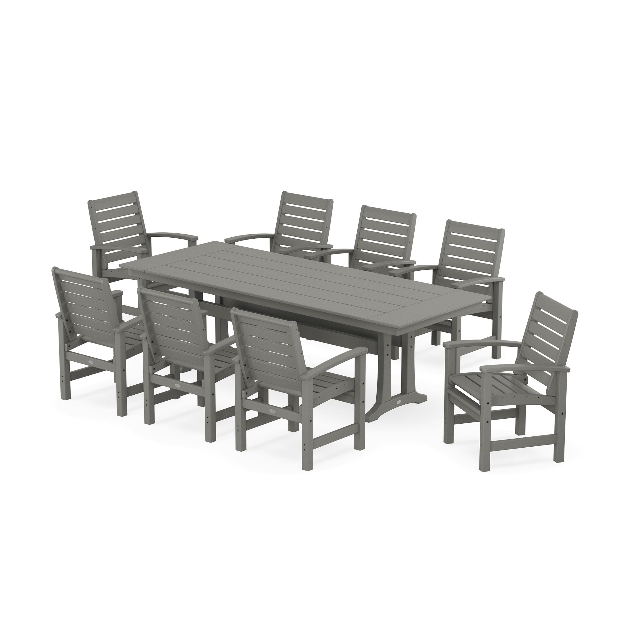  Signature 9-Piece Farmhouse Dining Set With Trestle Legs 