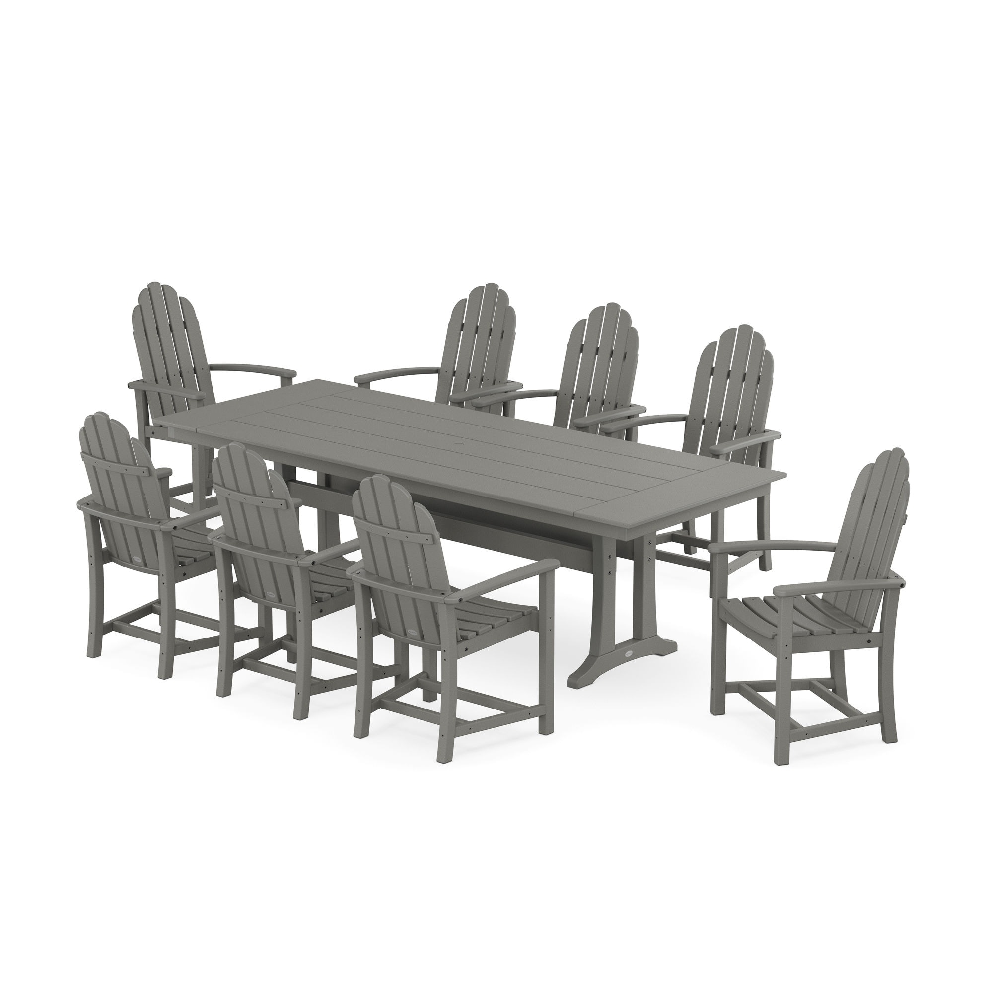  Classic Adirondack 9-Piece Farmhouse Dining Set With Trestle Legs 