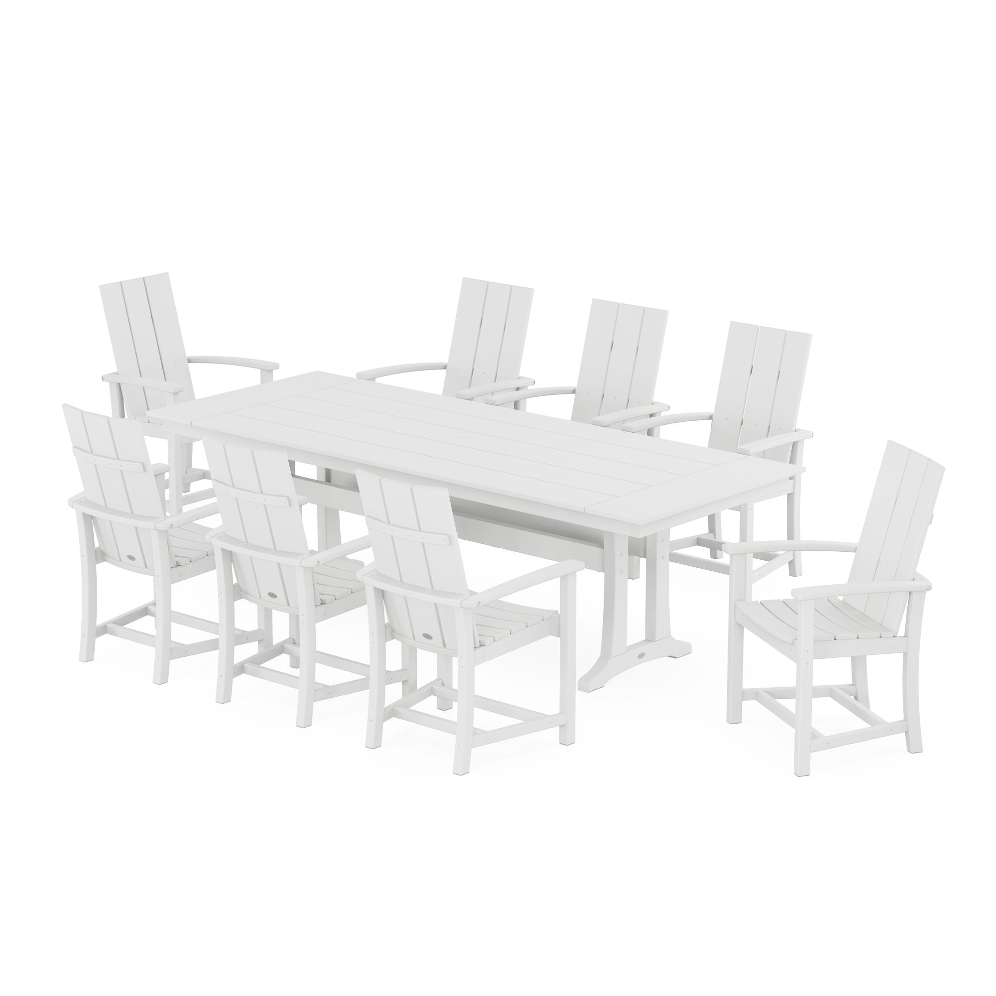  Modern Adirondack 9-Piece Farmhouse Dining Set With Trestle Legs 