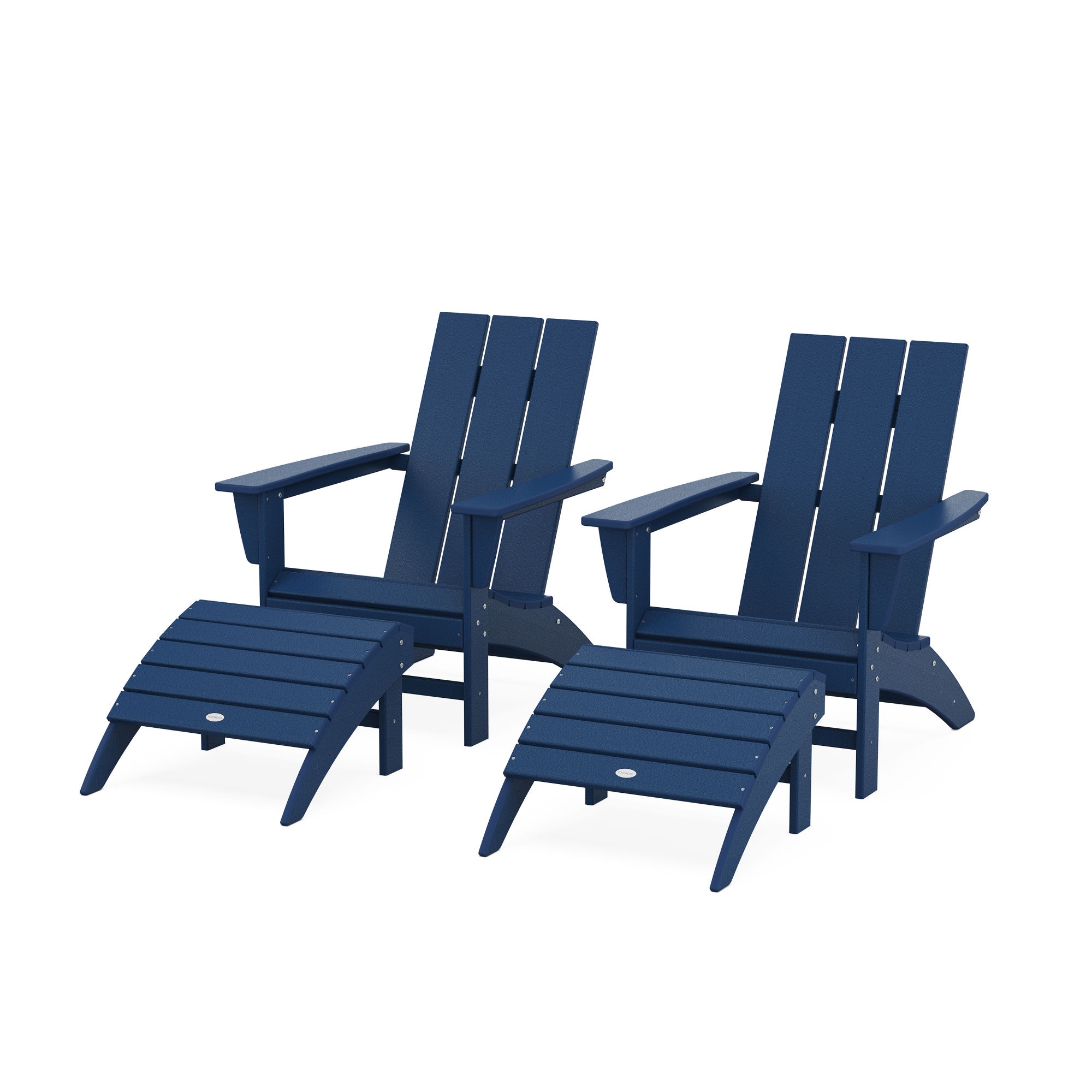  Modern Adirondack Chair 4-Piece Set With Ottomans 
