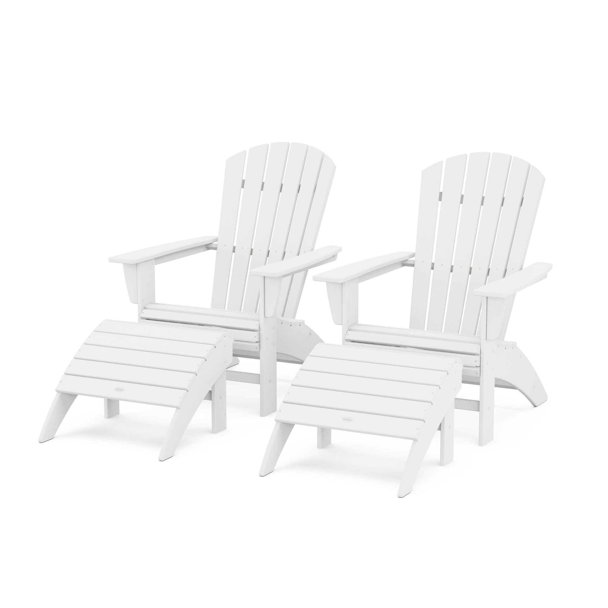  Nautical Curveback Adirondack Chair 4-Piece Set With Ottomans 