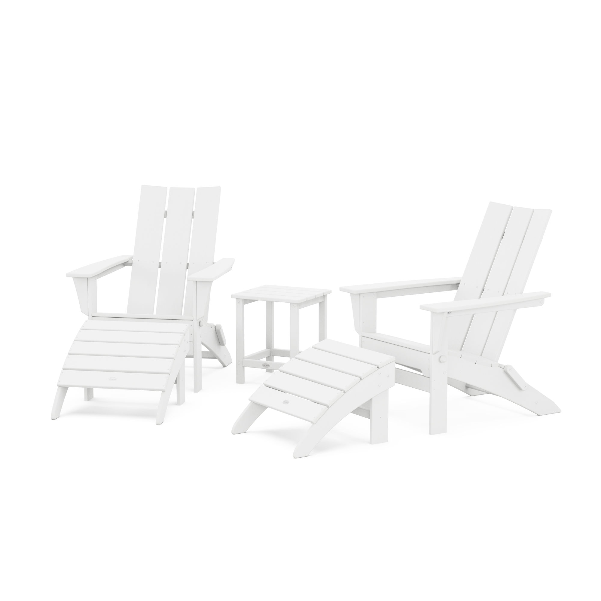  Modern Folding Adirondack Chair 5-Piece Set With Ottomans And 18 Side Table 