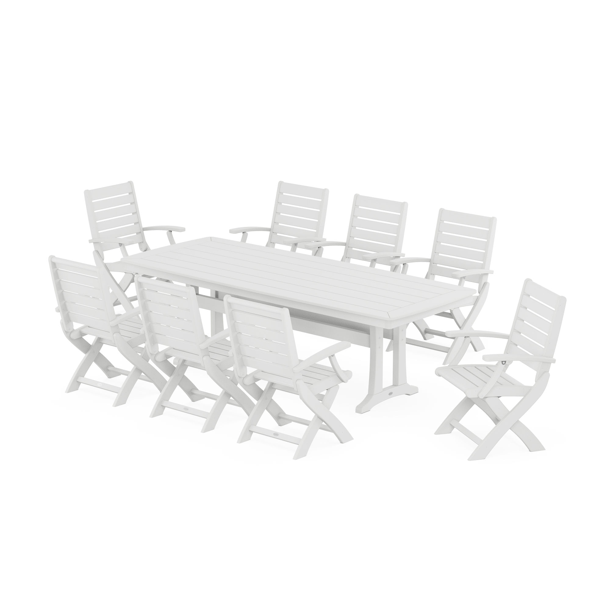  Signature Folding 9-Piece Dining Set With Trestle Legs 
