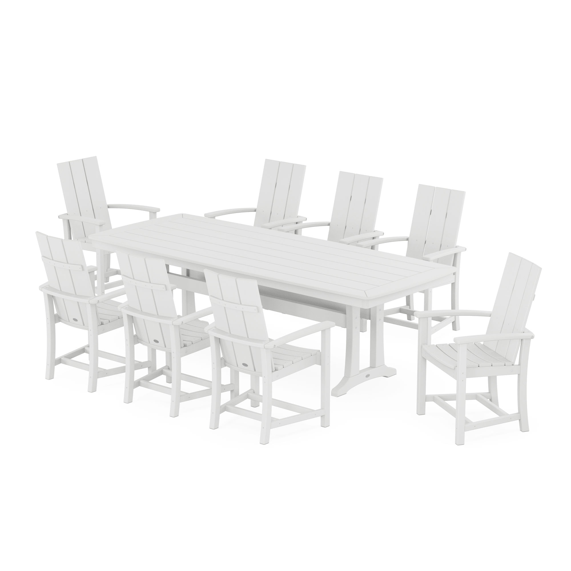  Modern Adirondack 9-Piece Dining Set With Trestle Legs 