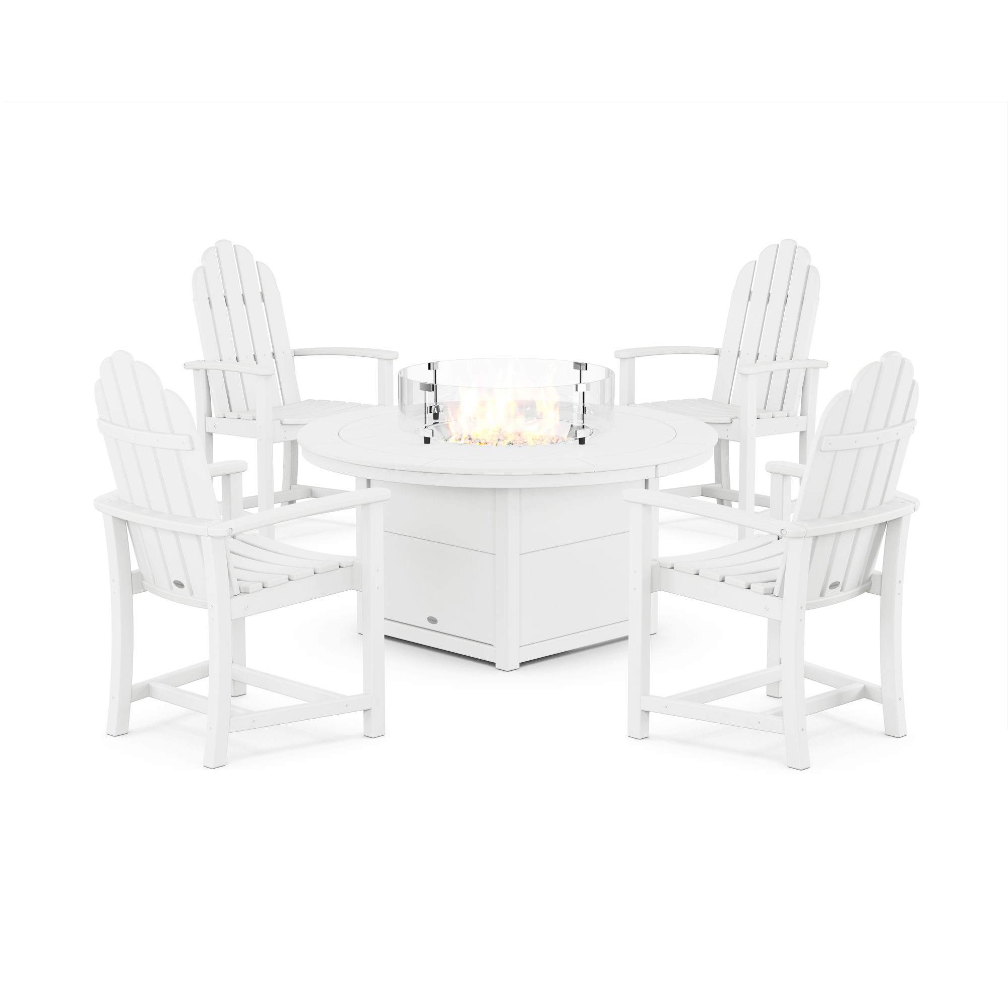  Classic 4-Piece Upright Adirondack Conversation Set With Fire Pit Table 