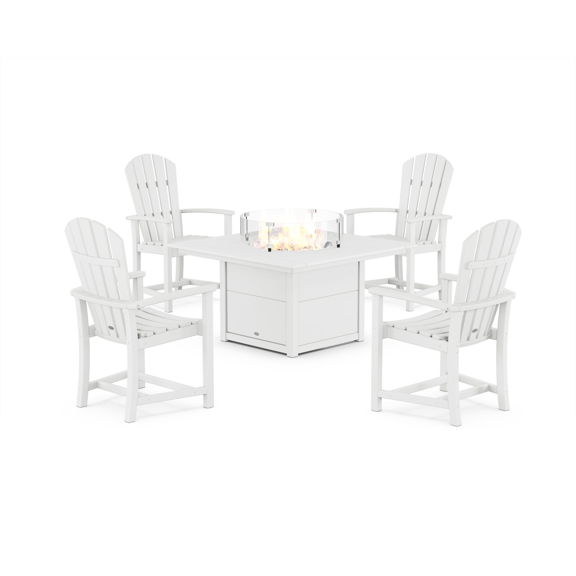  Palm Coast 4-Piece Upright Adirondack Conversation Set With Fire Pit Table 