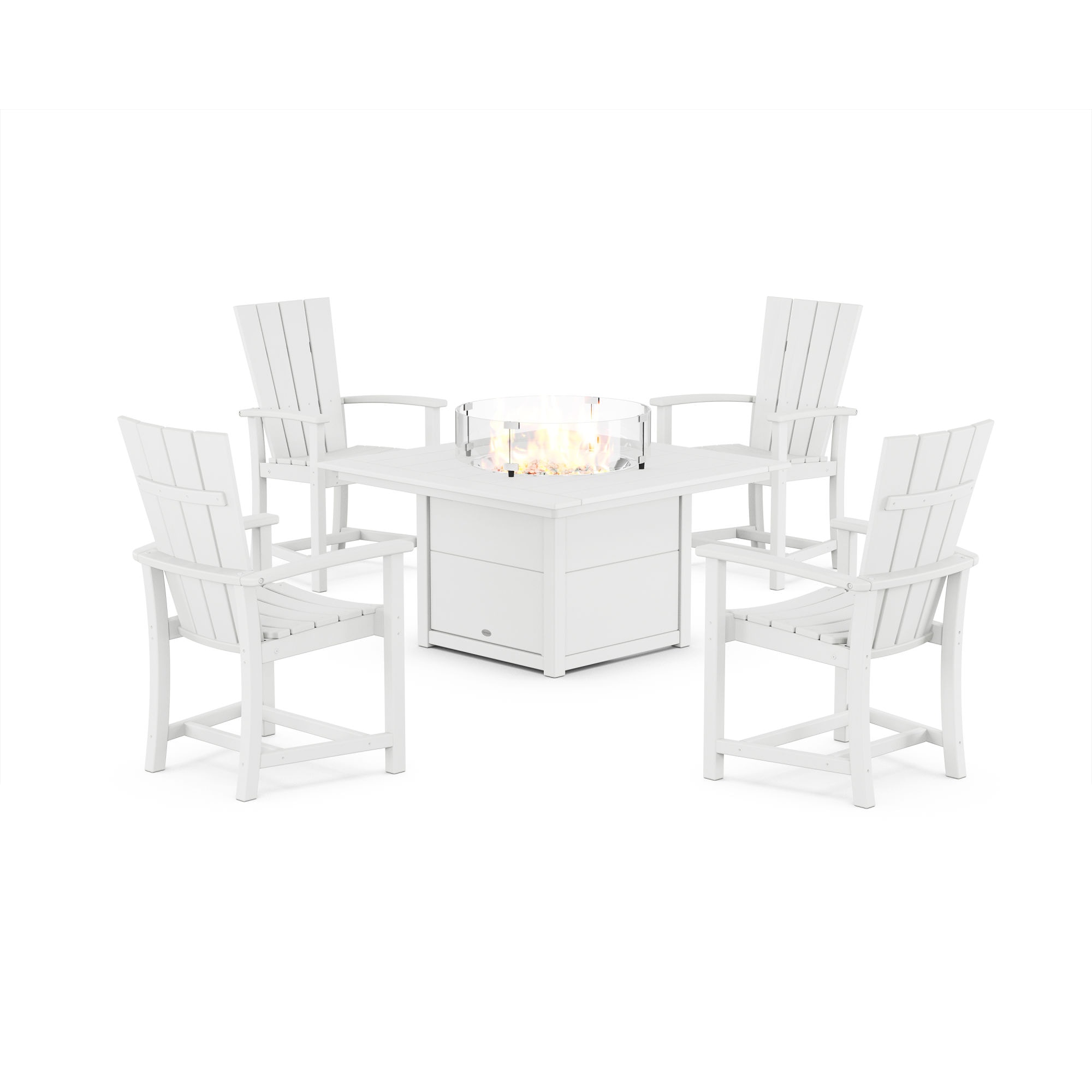  Quattro 4-Piece Upright Adirondack Conversation Set With Fire Pit Table 