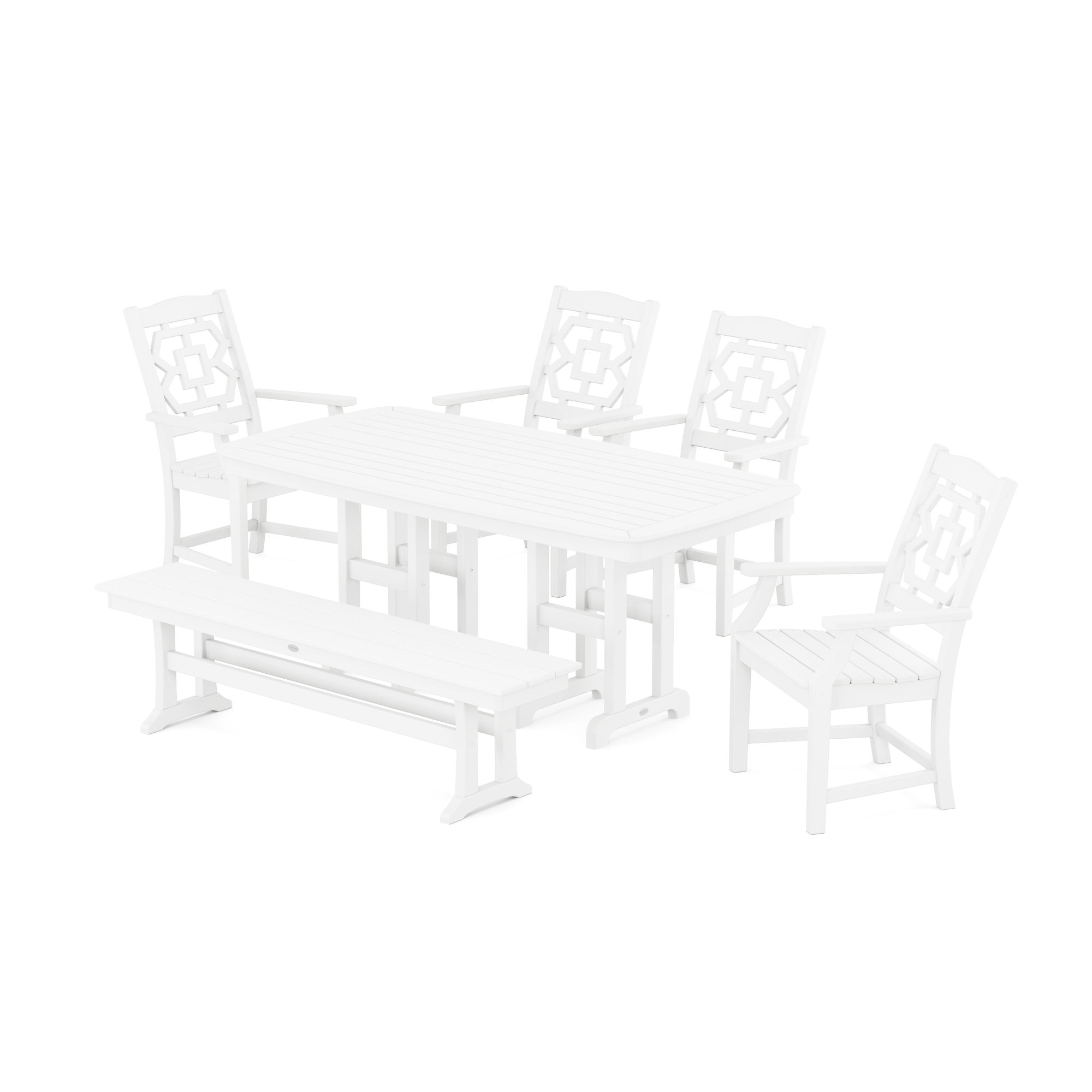  Chinoiserie 6-Piece Dining Set With Bench 
