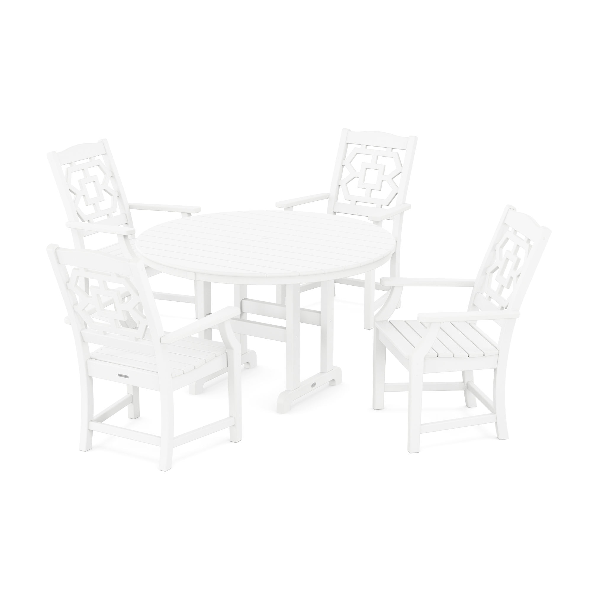  Chinoiserie 5-Piece Round Farmhouse Dining Set 