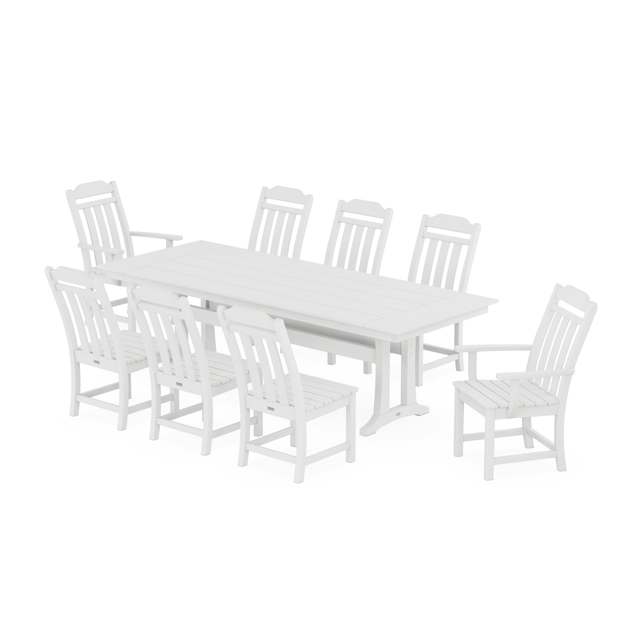  Country Living 9-Piece Farmhouse Dining Set With Trestle Legs 