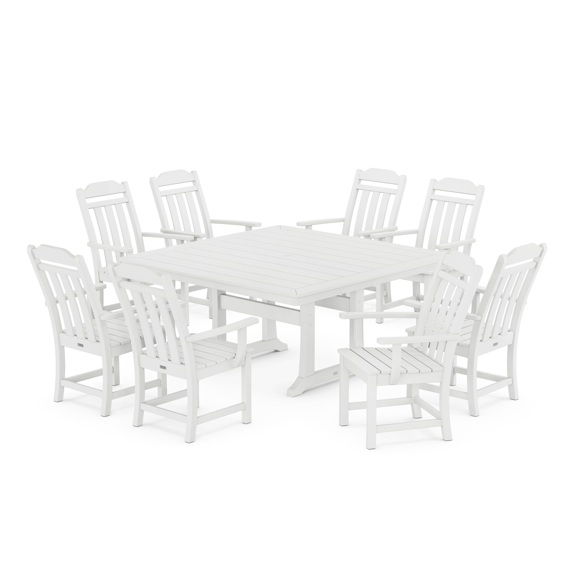  Country Living 9-Piece Square Dining Set With Trestle Legs 