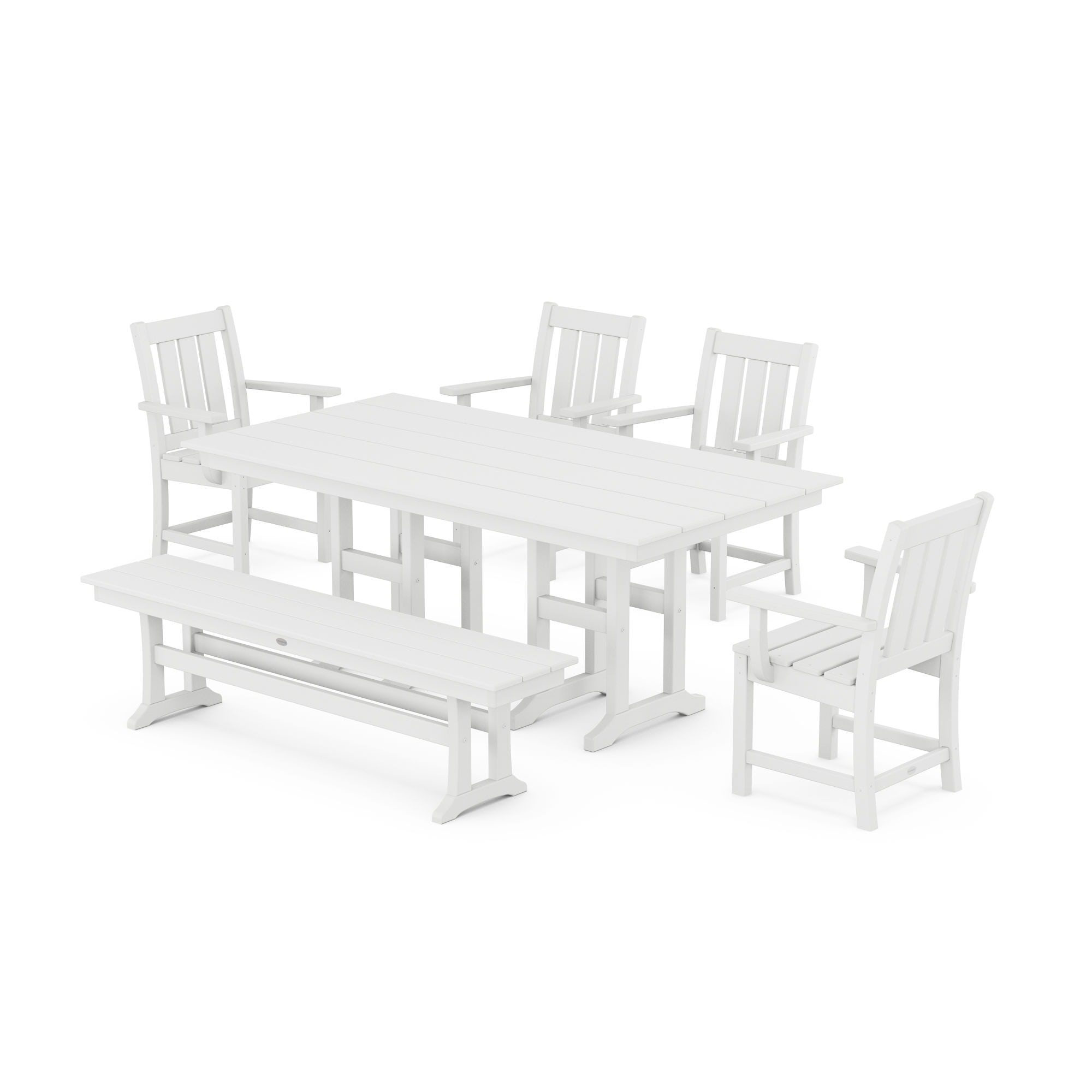  Oxford 6-Piece Farmhouse Dining Set With Bench 