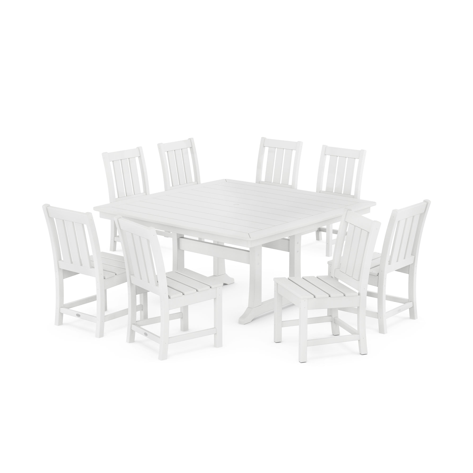  Oxford Side Chair 9-Piece Square Dining Set With Trestle Legs 