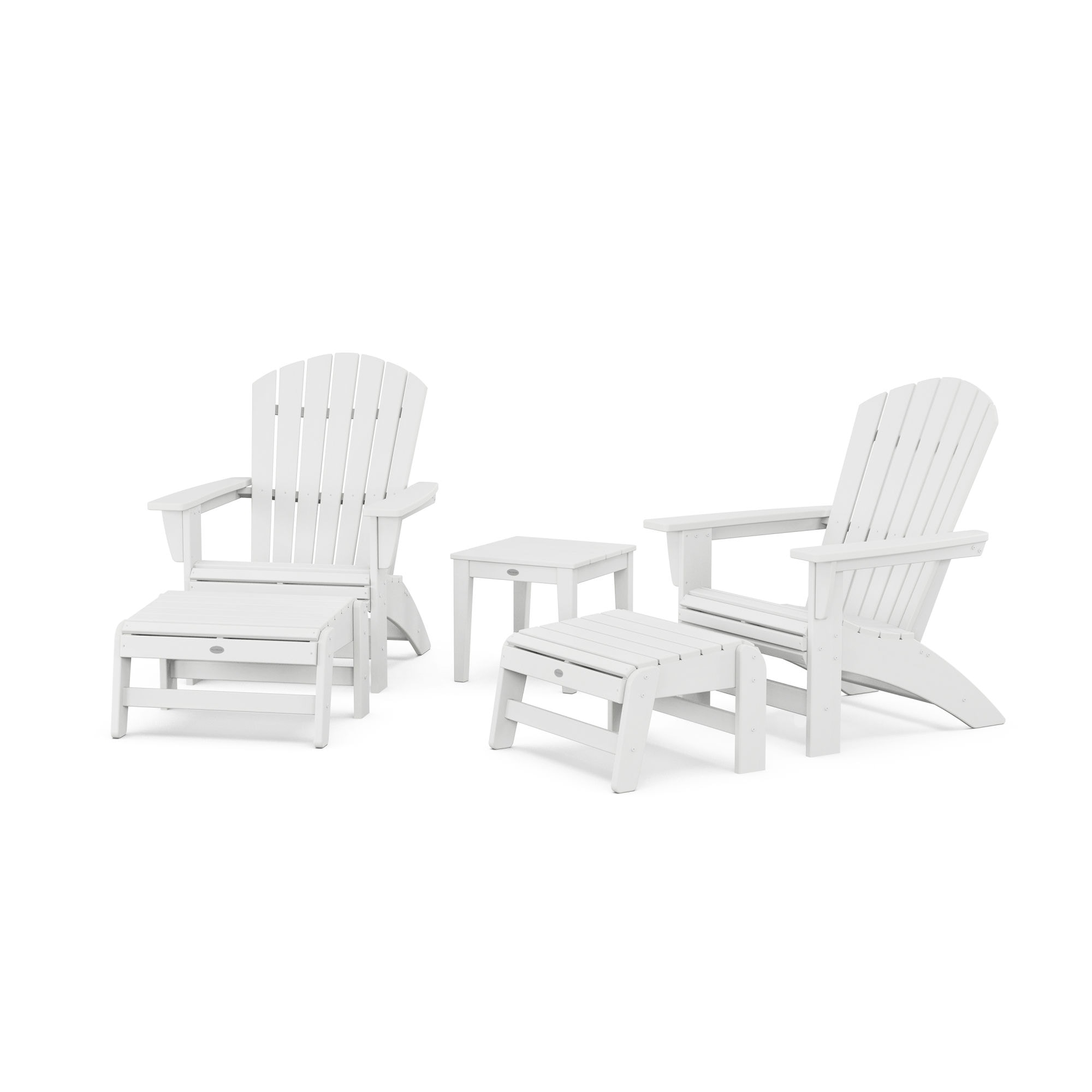 5-Piece Nautical Grand Adirondack Set With Ottomans And Side Table 