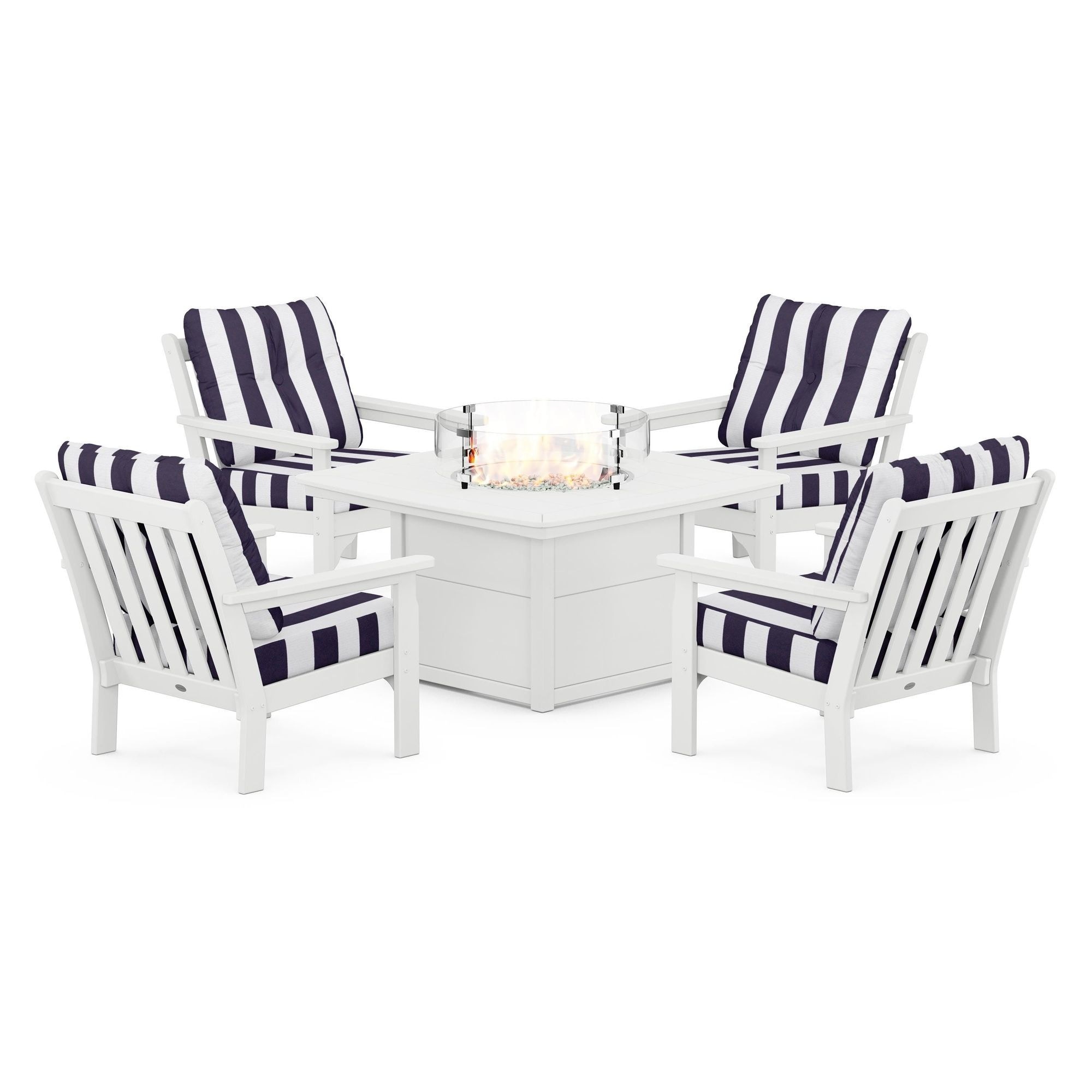  Vineyard 5-Piece Conversation Set With Fire Pit Table 