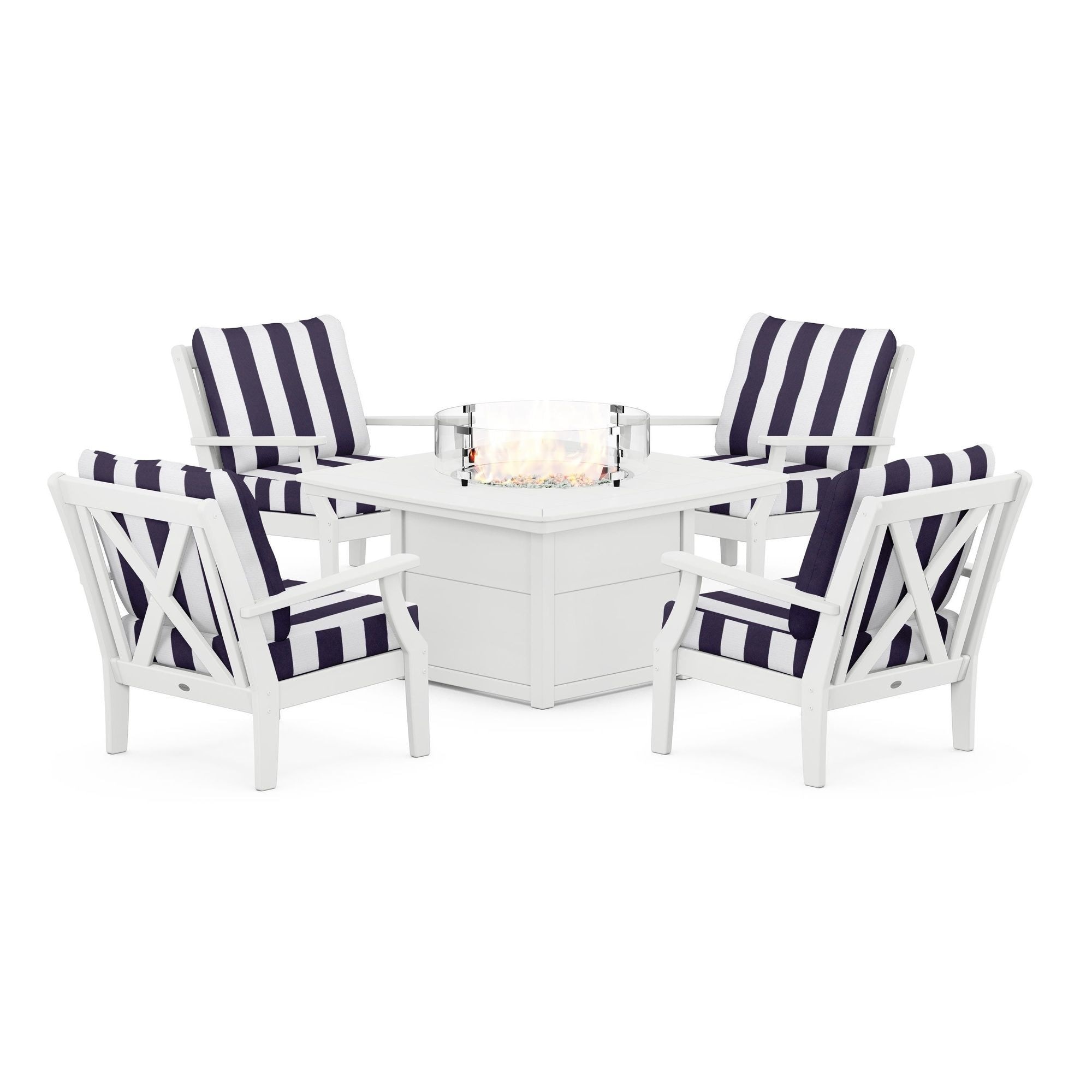  Braxton 5-Piece Deep Seating Conversation Set With Fire Pit Table 