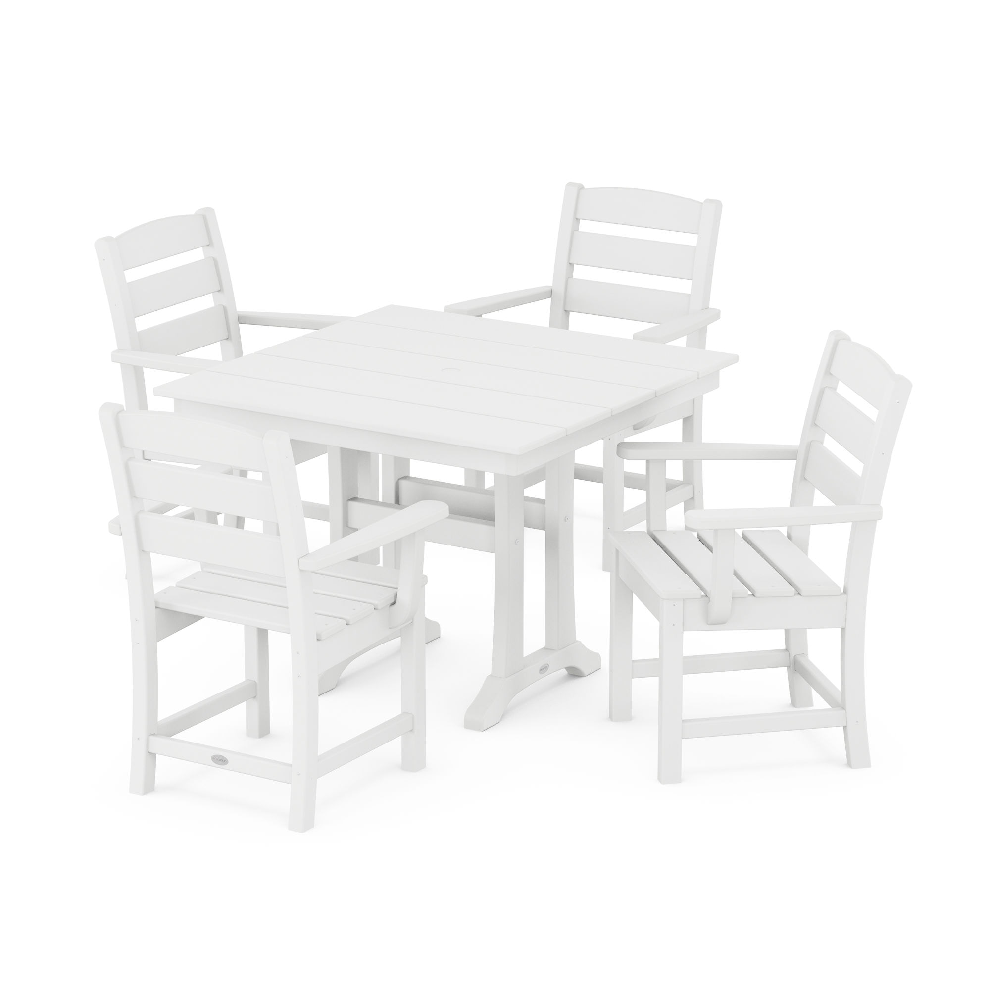  Lakeside 5-Piece Farmhouse Trestle Arm Chair Dining Set 