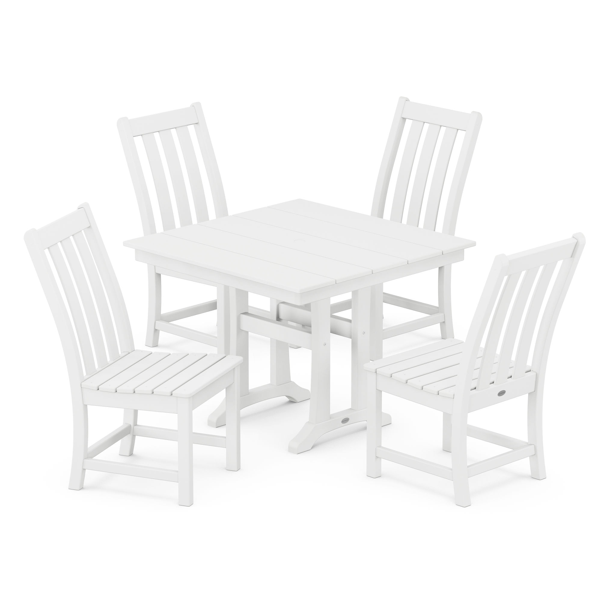  Vineyard 5-Piece Farmhouse Trestle Side Chair Dining Set 