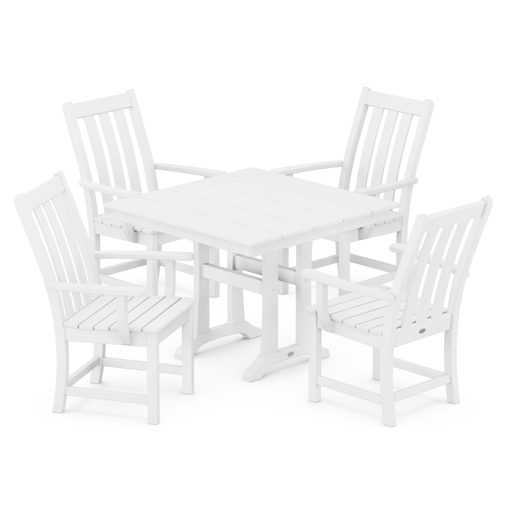  Vineyard 5-Piece Farmhouse Trestle Arm Chair Dining Set 