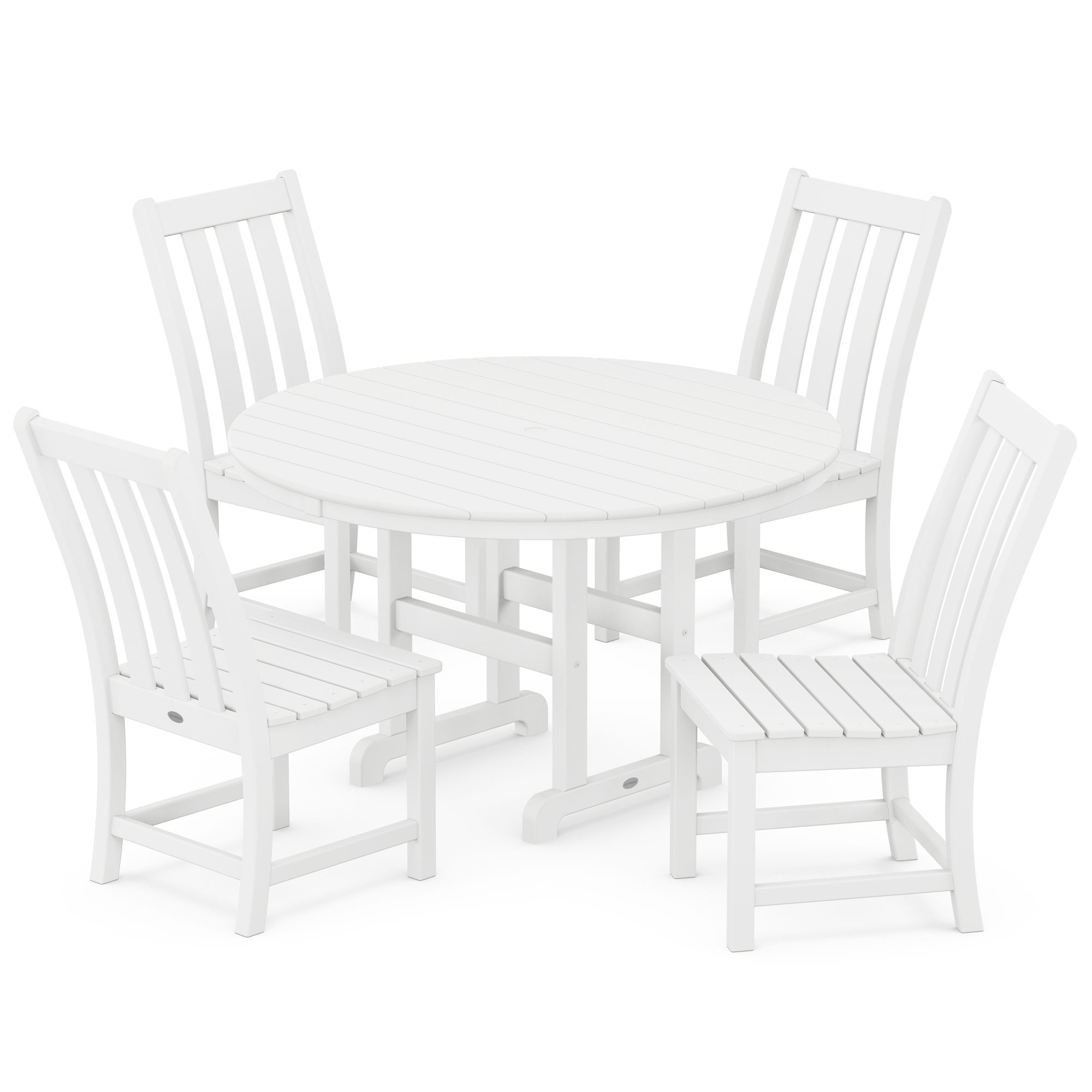  Vineyard 5-Piece Round Farmhouse Side Chair Dining Set 