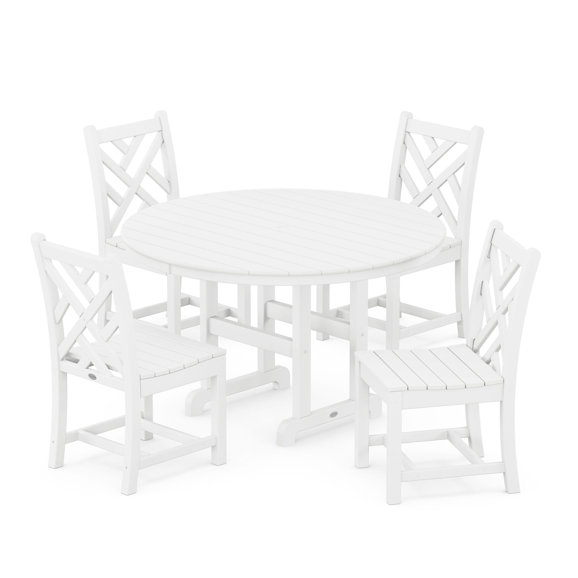  Chippendale 5-Piece Round Farmhouse Side Chair Dining Set 