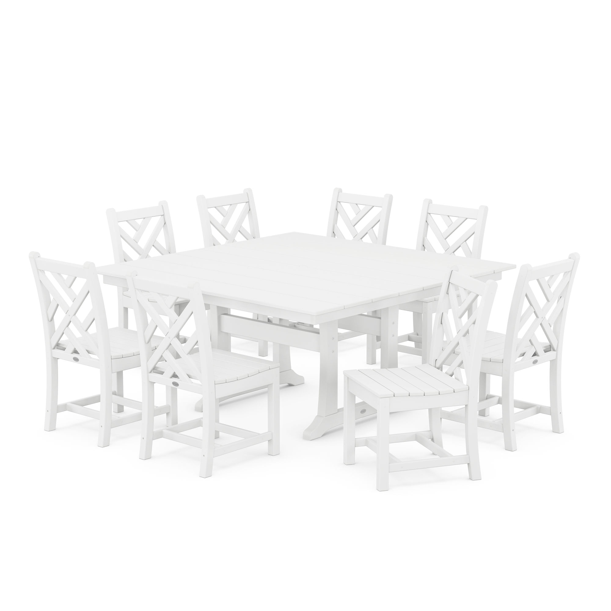  Chippendale 9-Piece Farmhouse Trestle Dining Set 