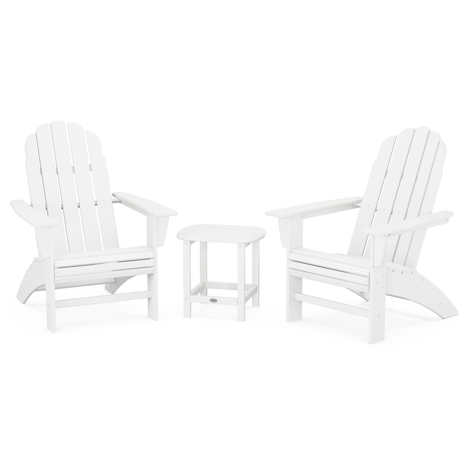  Vineyard 3-Piece Curveback Adirondack Set With South Beach 18 Side Table 