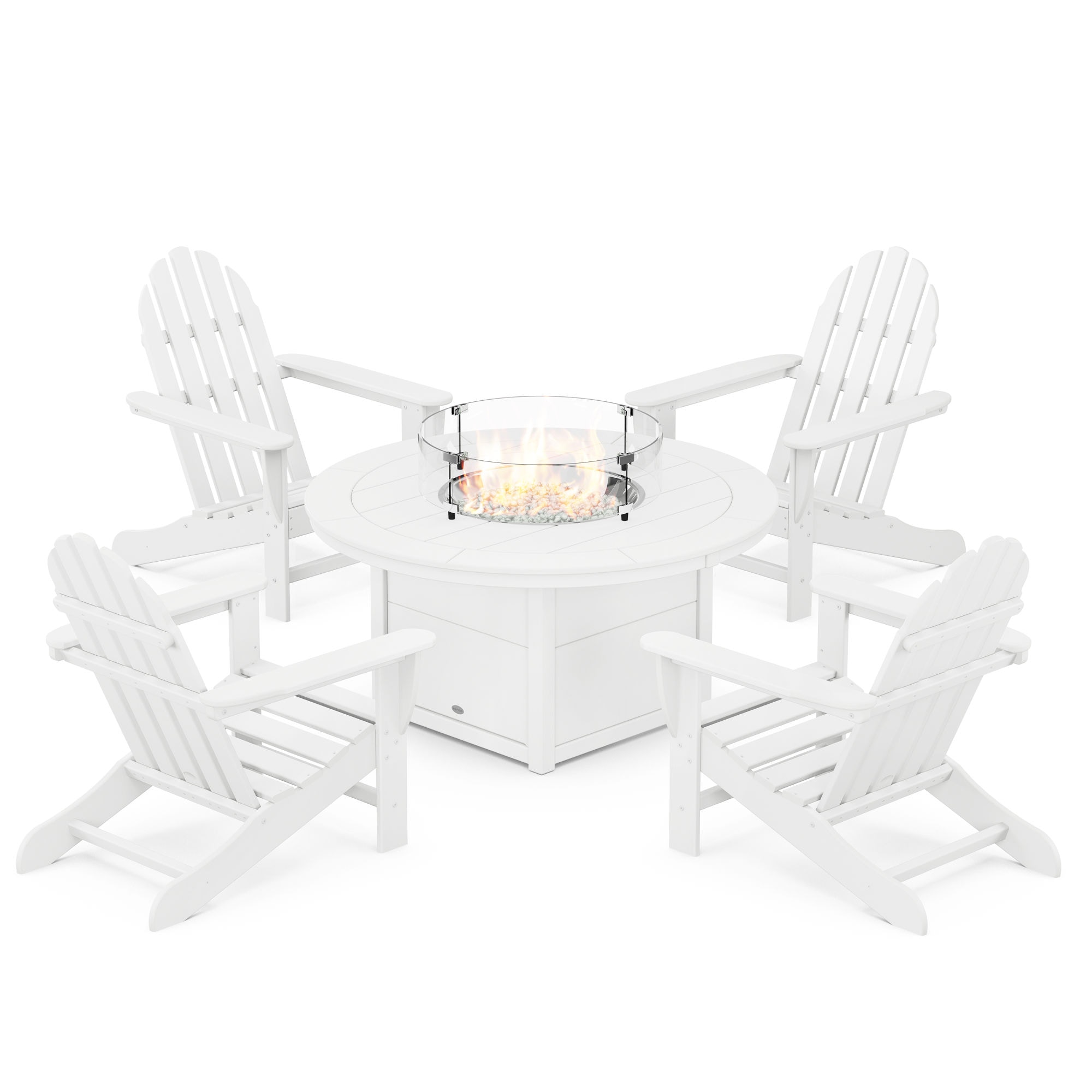  Classic Adirondack 5-Piece Conversation Set With Fire Pit Table 